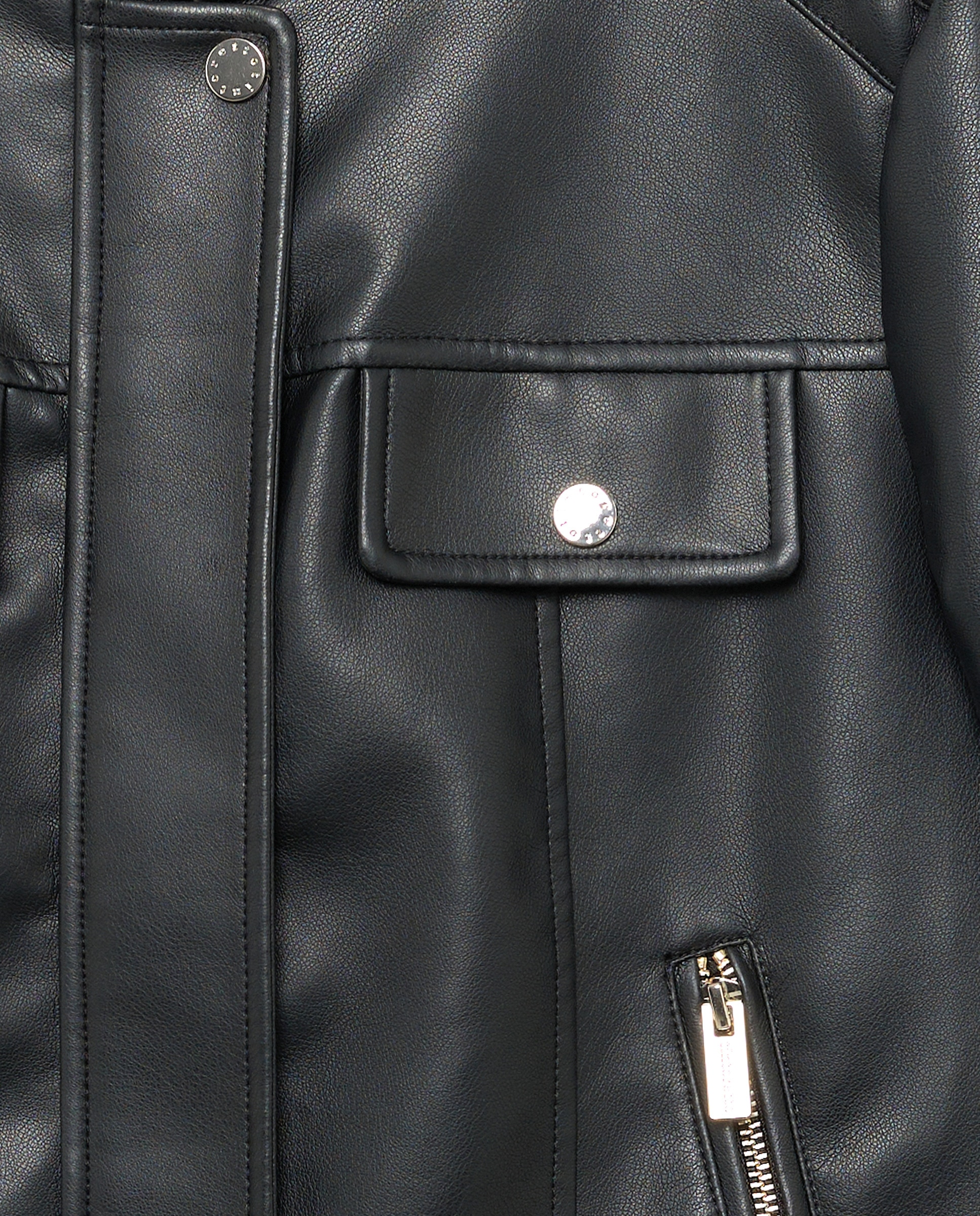 Blusão Biker com Efeito de Pele e Debruados Preto-6