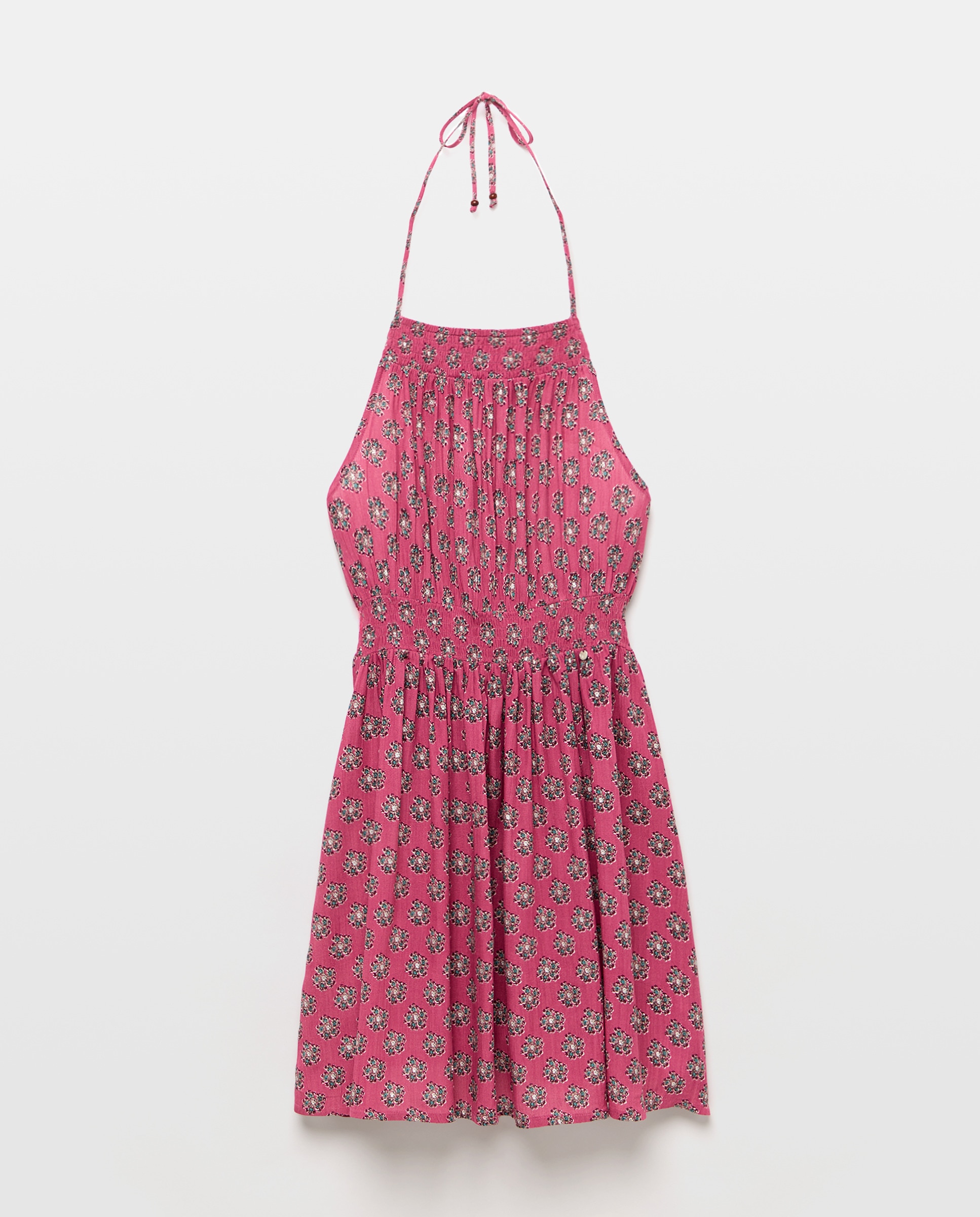 Vestido Halter Curto com Estampado 230 Rosa Escuro-4