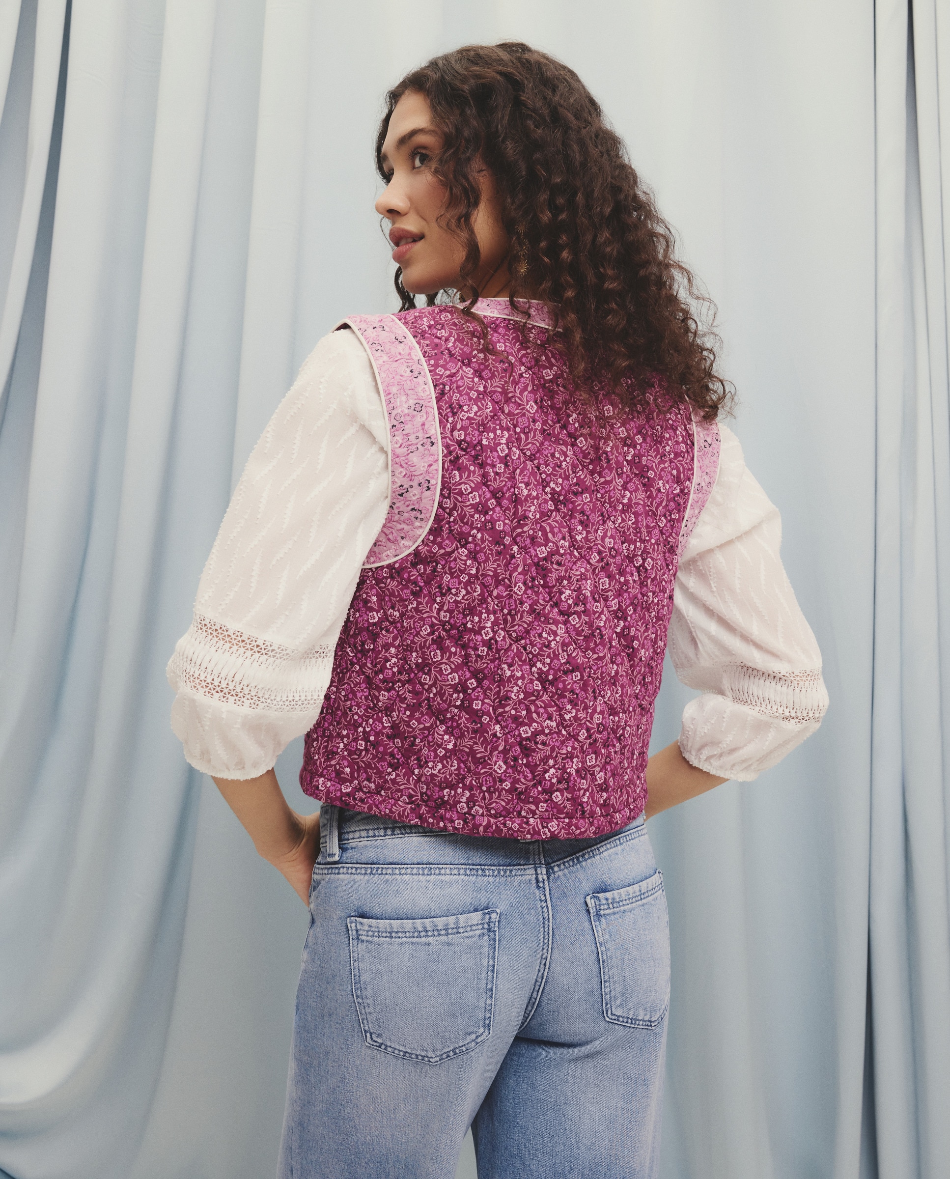 Colete com Estampado Floral 230 Rosa Escuro-2