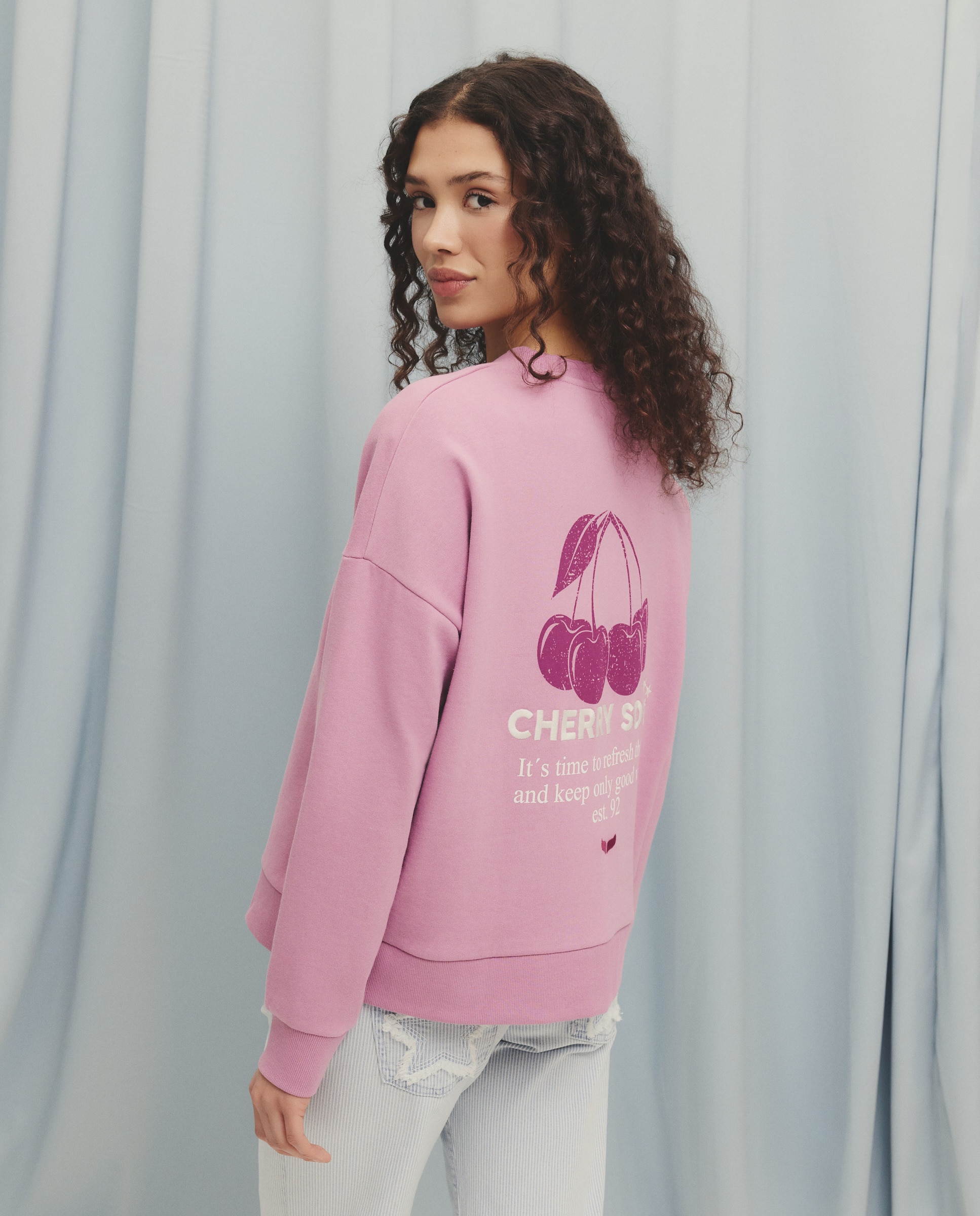 Sweatshirt com Bordado à Frente e nas Costas 282 Malva-3