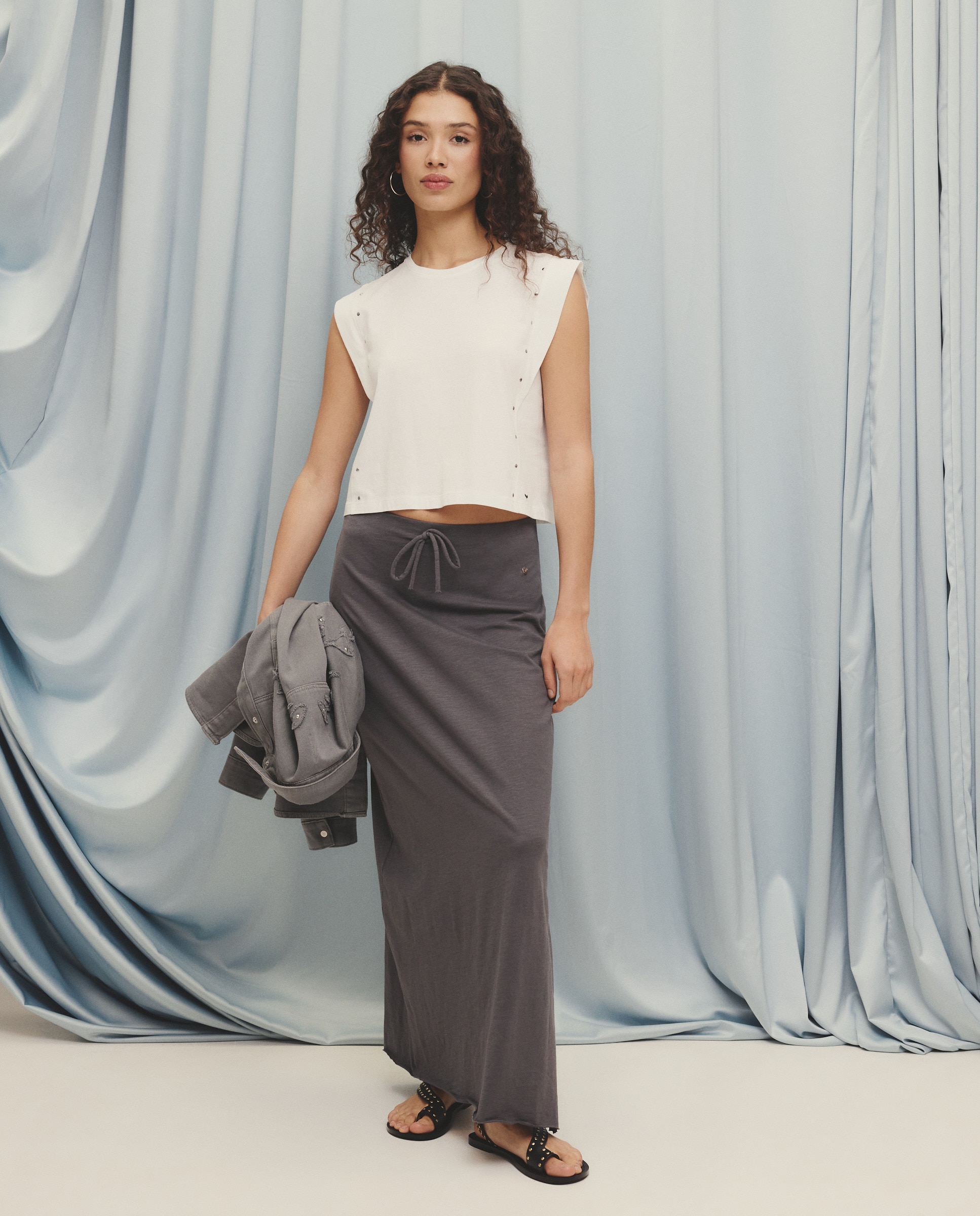 Saia Comprida de Malha Circular 830 Antracite-1