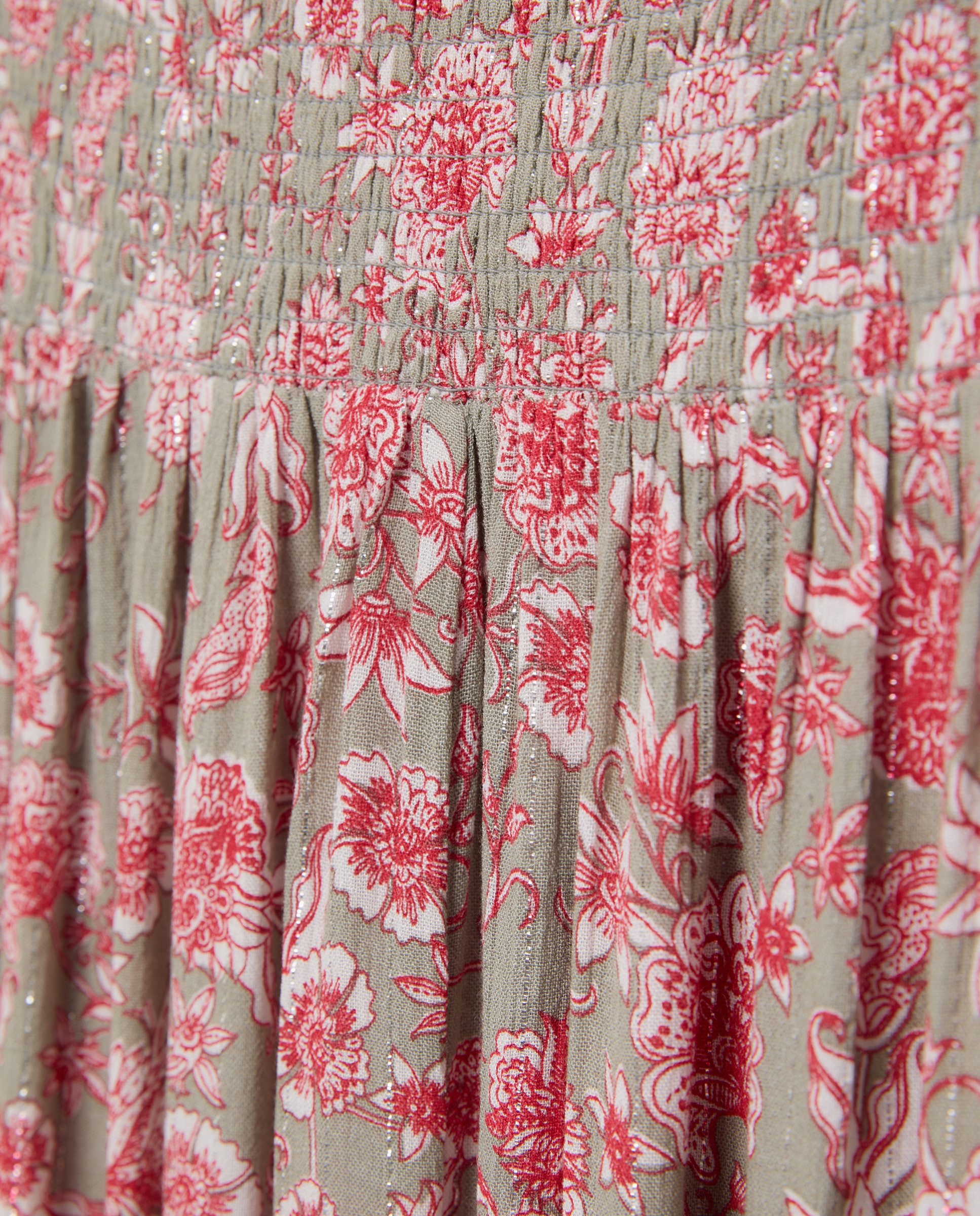 Saia Comprida com Estampado e Fio Metalizado Verde Sálvia-5