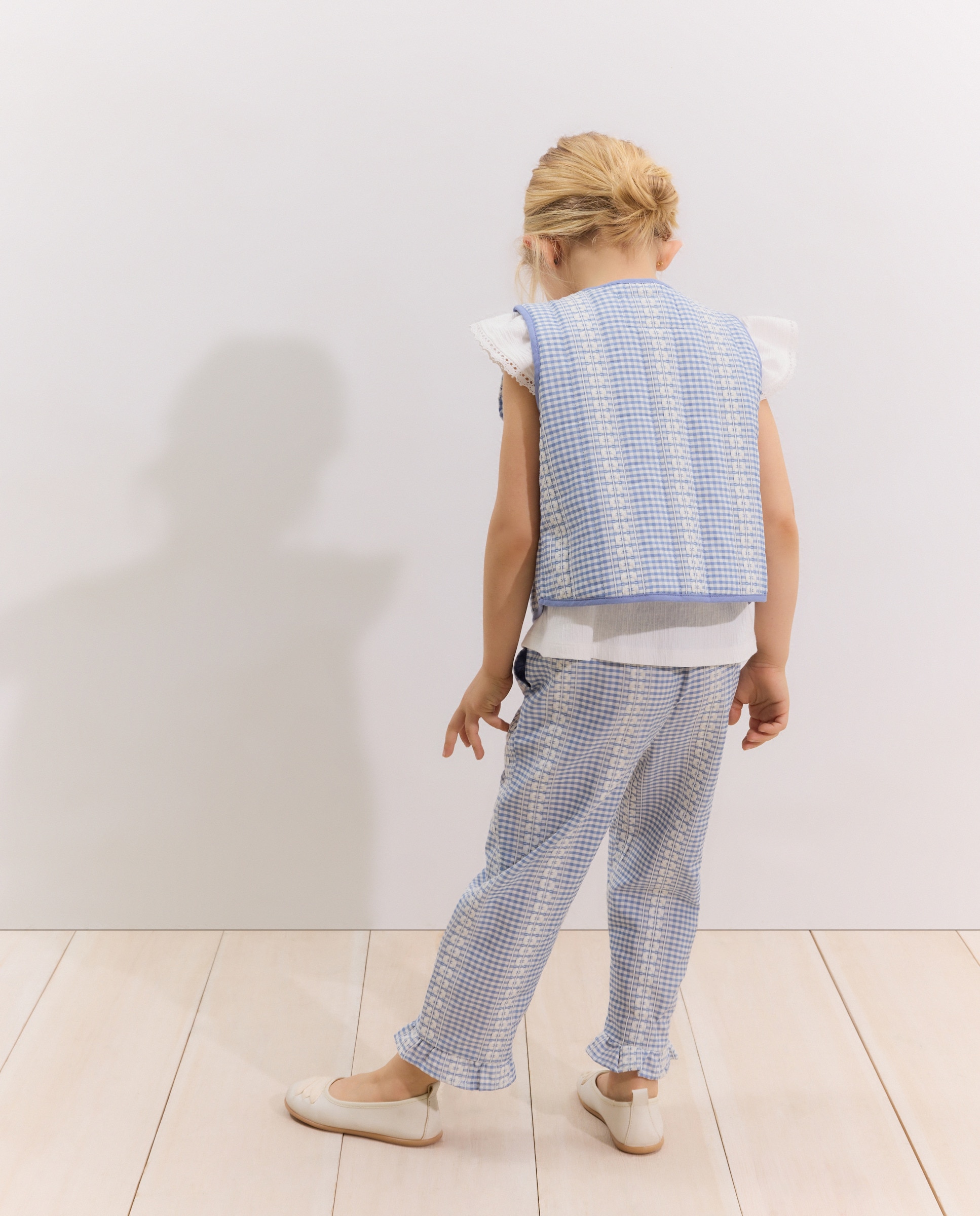 Colete Vichy com Bordado Azul-3