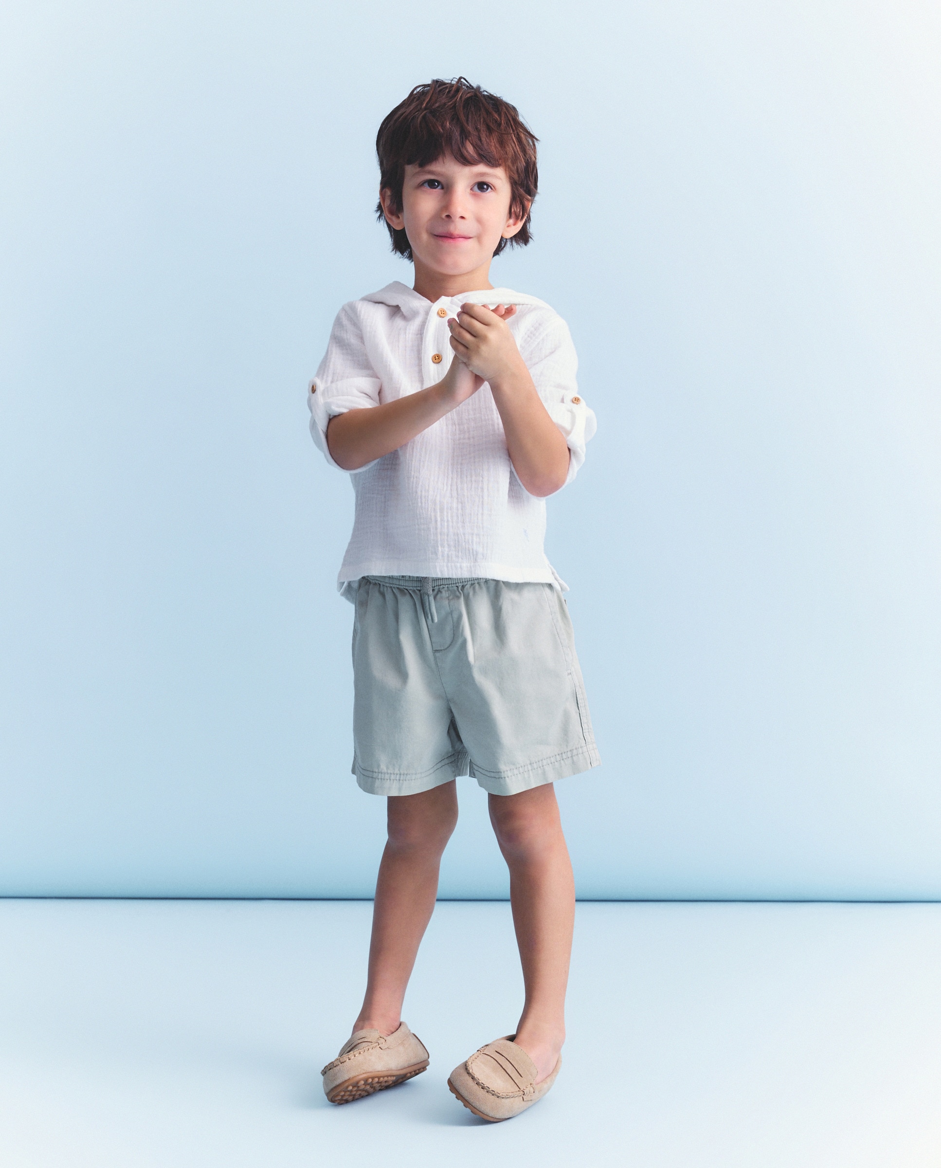Camisa de Manga Comprida com Gola à Padre e Capuz de Chiffon Branco-2