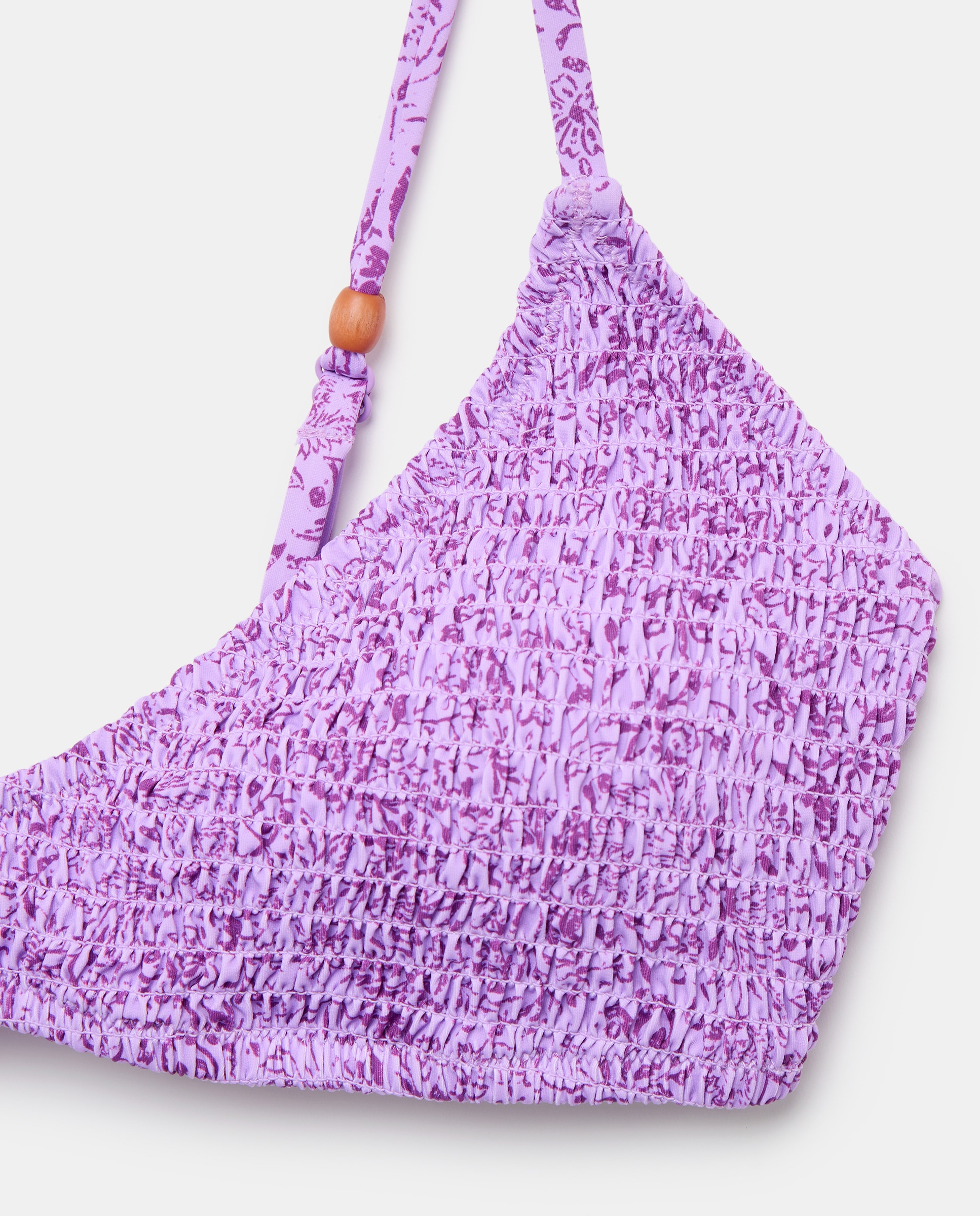 Soutien de Biquíni de Malha Smock com Detalhe de Bambu 282 Malva-5