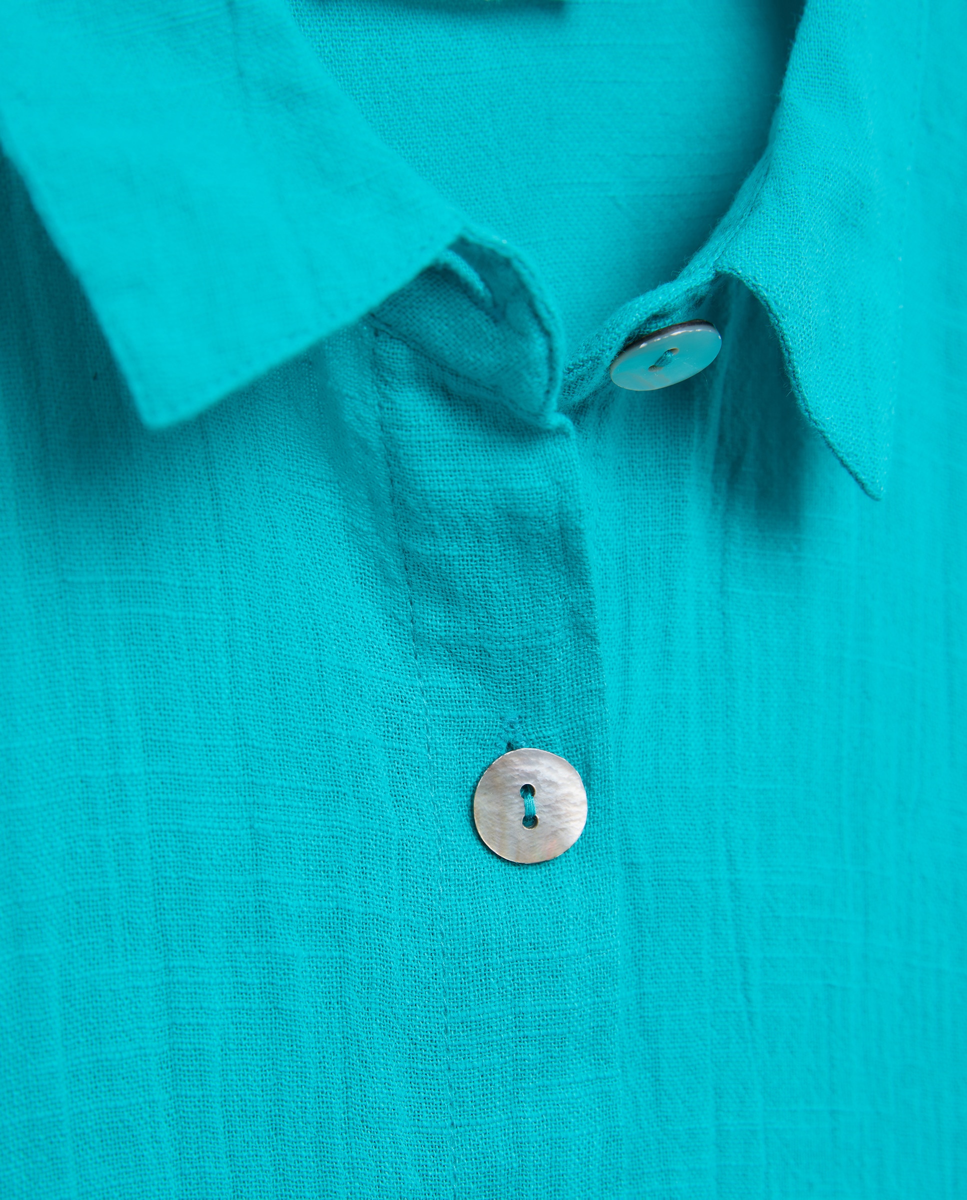 Vestido Comprido com Botões e Colarinho de Polo 450 Turquesa-5