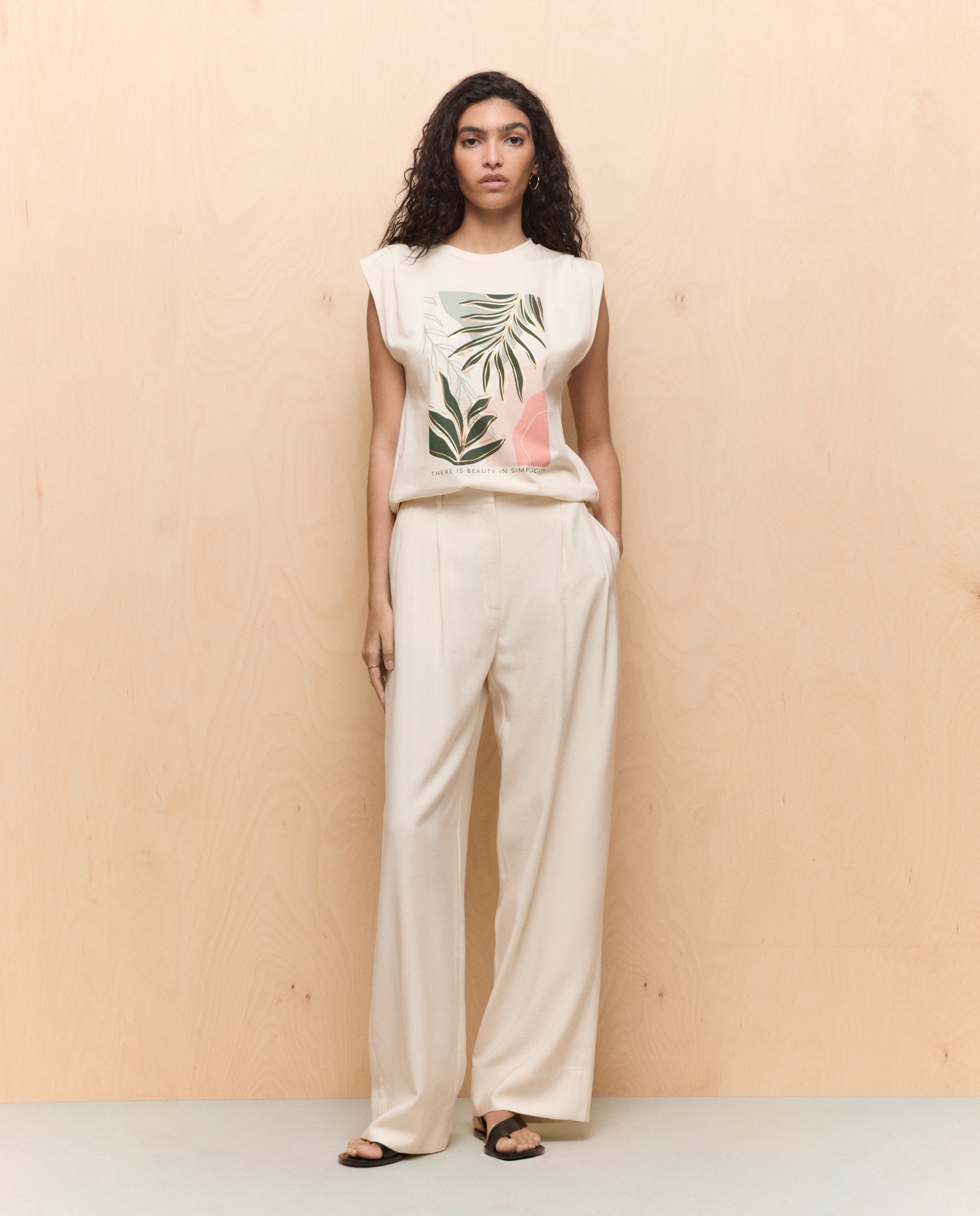 Imagen 0 de Camiseta sin mangas estampada de mujer Verde