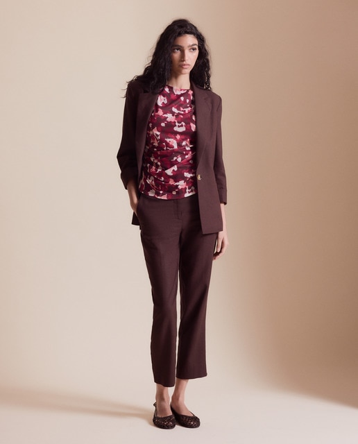 Imagem 0 de T-shirt de Tule Estampado com Franzidos