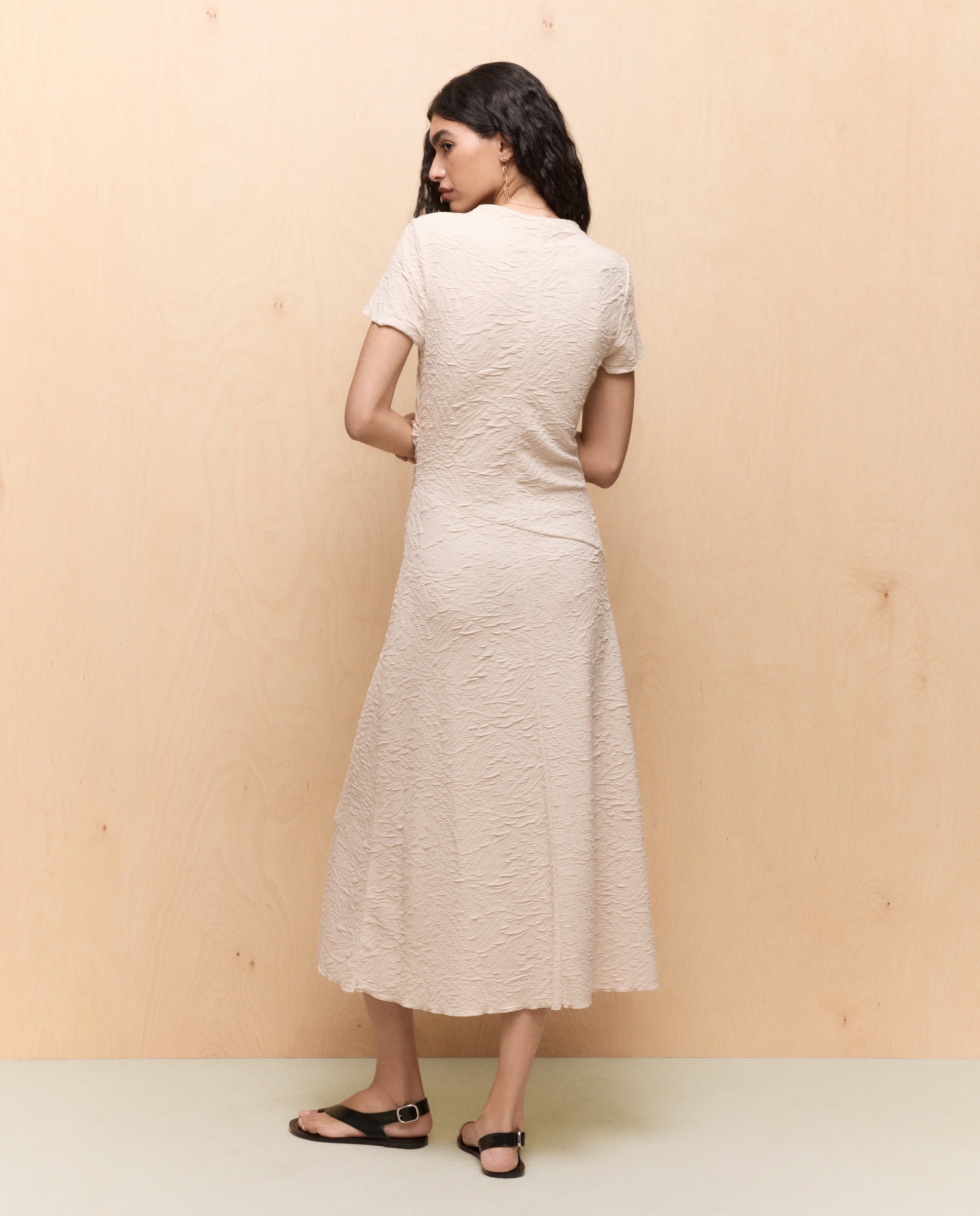 Vestido Midi em Tecido com Estrutura 120 Cru-3