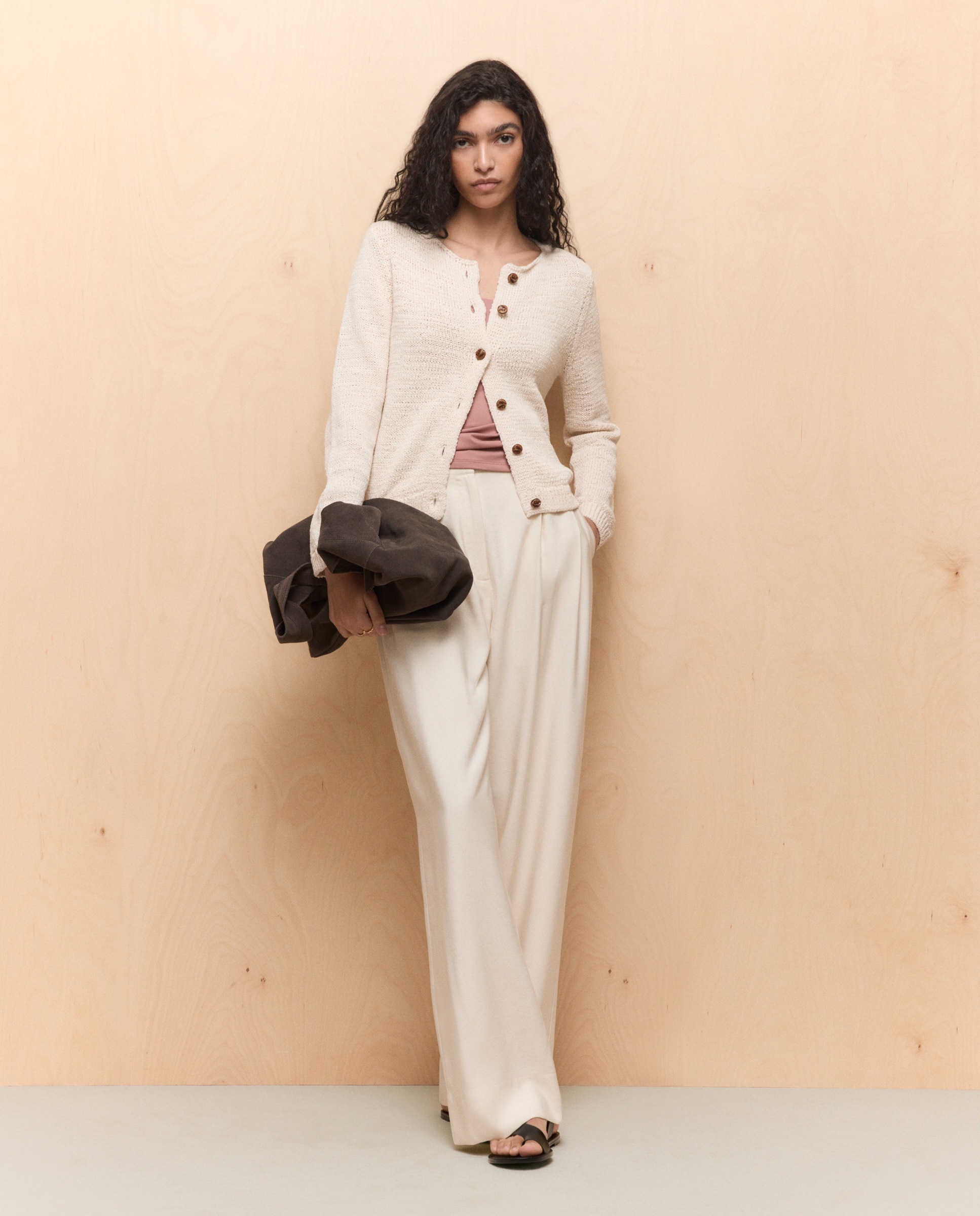 Casaco de malha liso Verde Pato-2