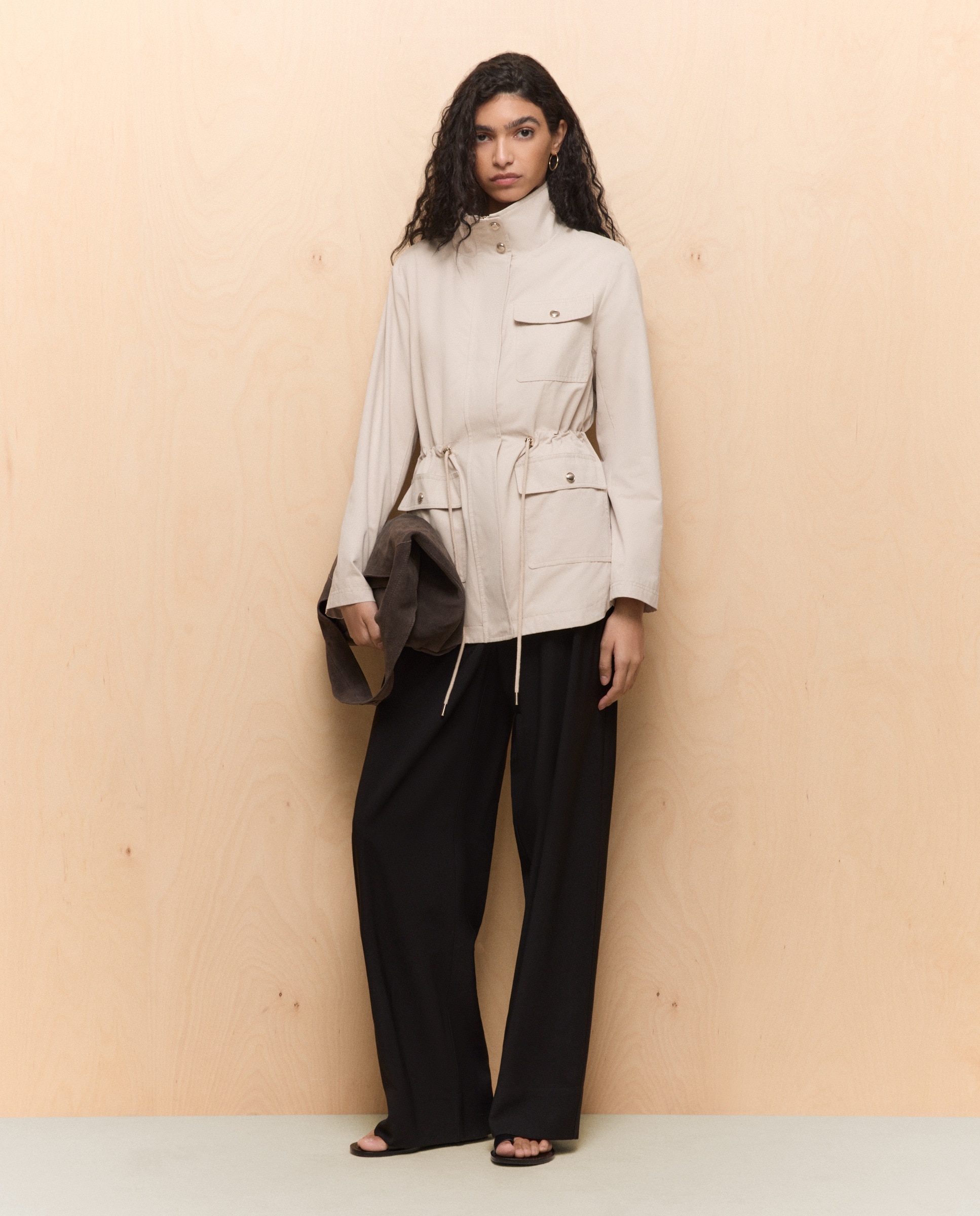 Casaco Safari Liso de Algodão 850 Pedra-2