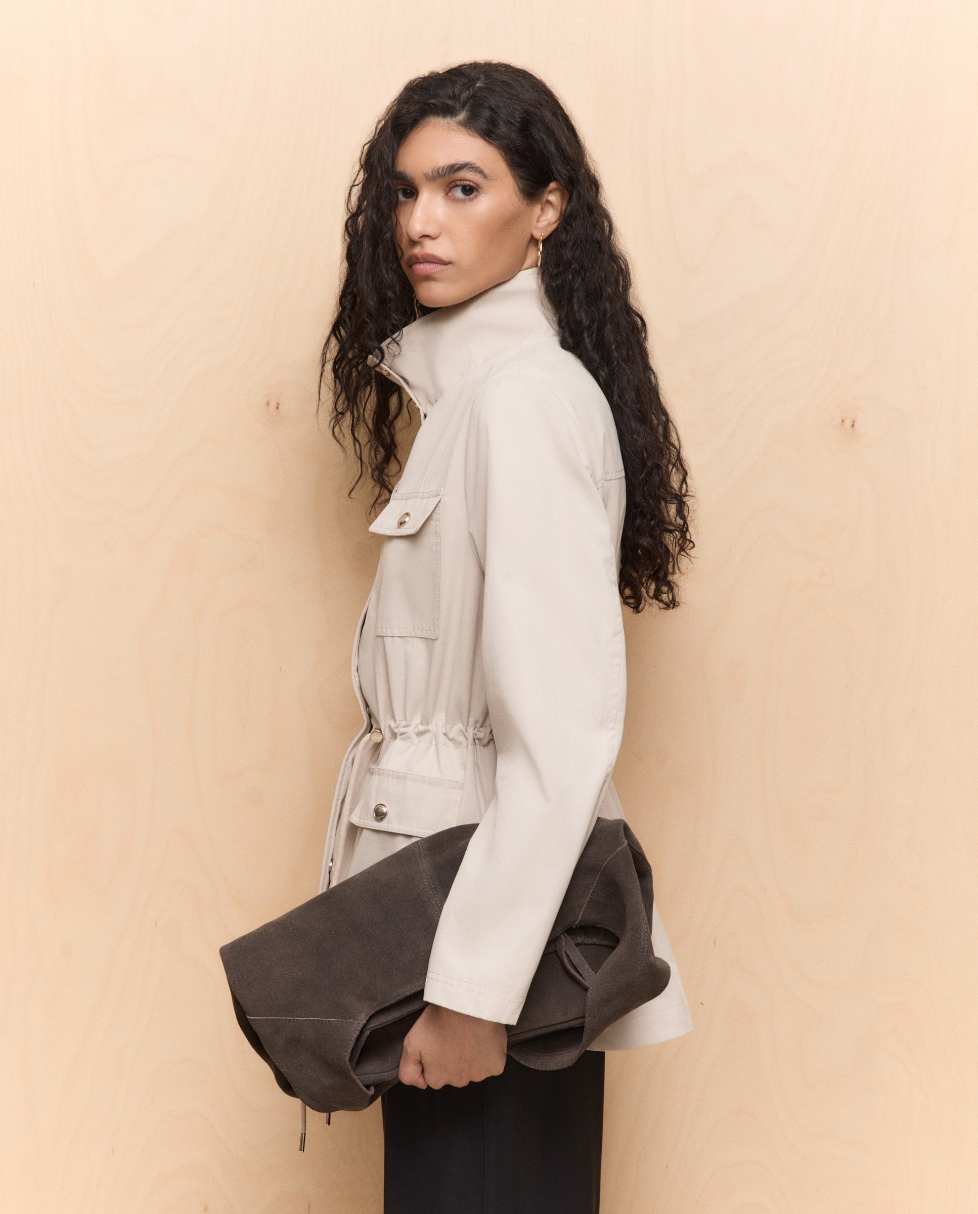 Imagem 0 de Casaco Safari Liso de Algodão