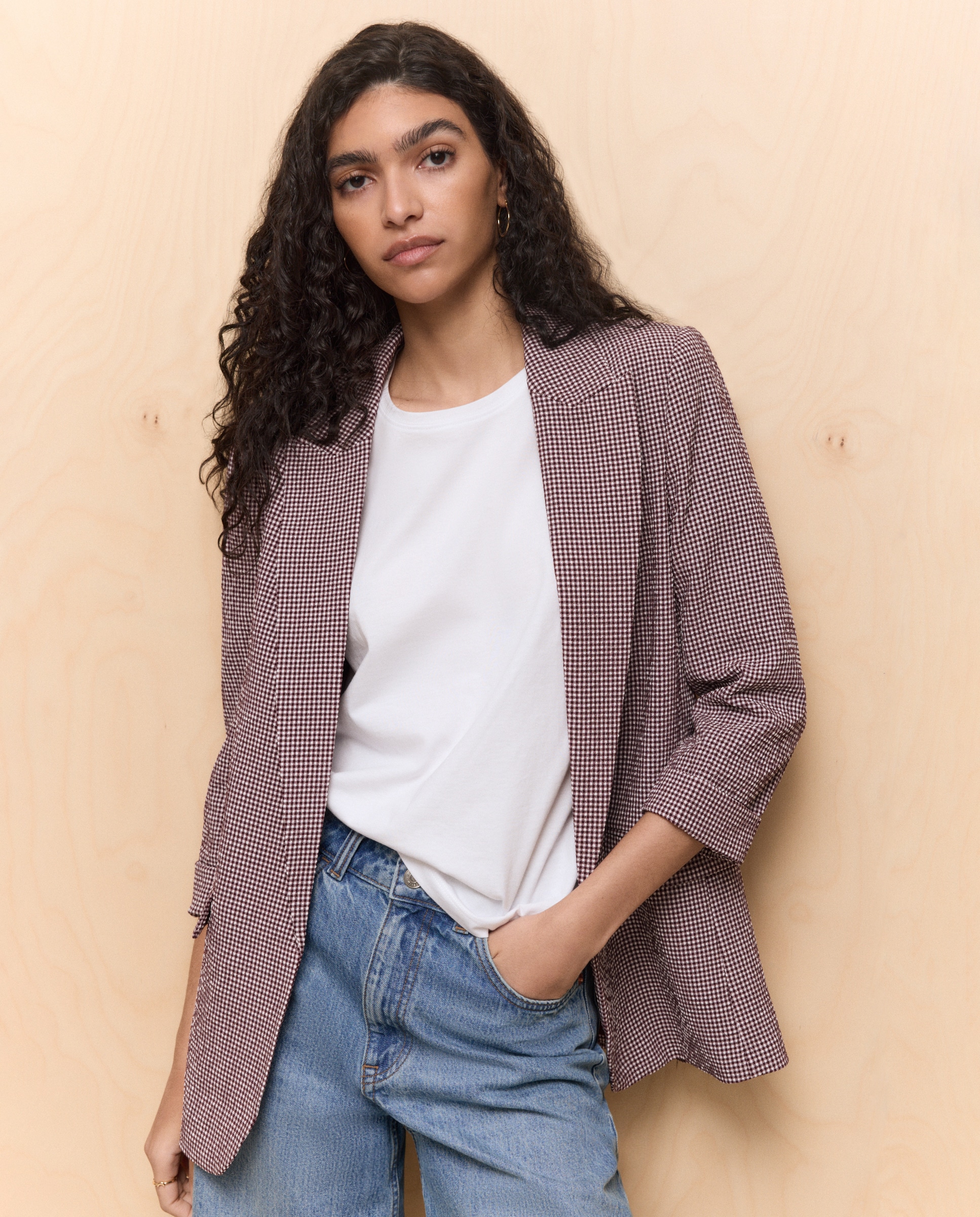Blazer com Efeito Enrugado Bordeaux-2