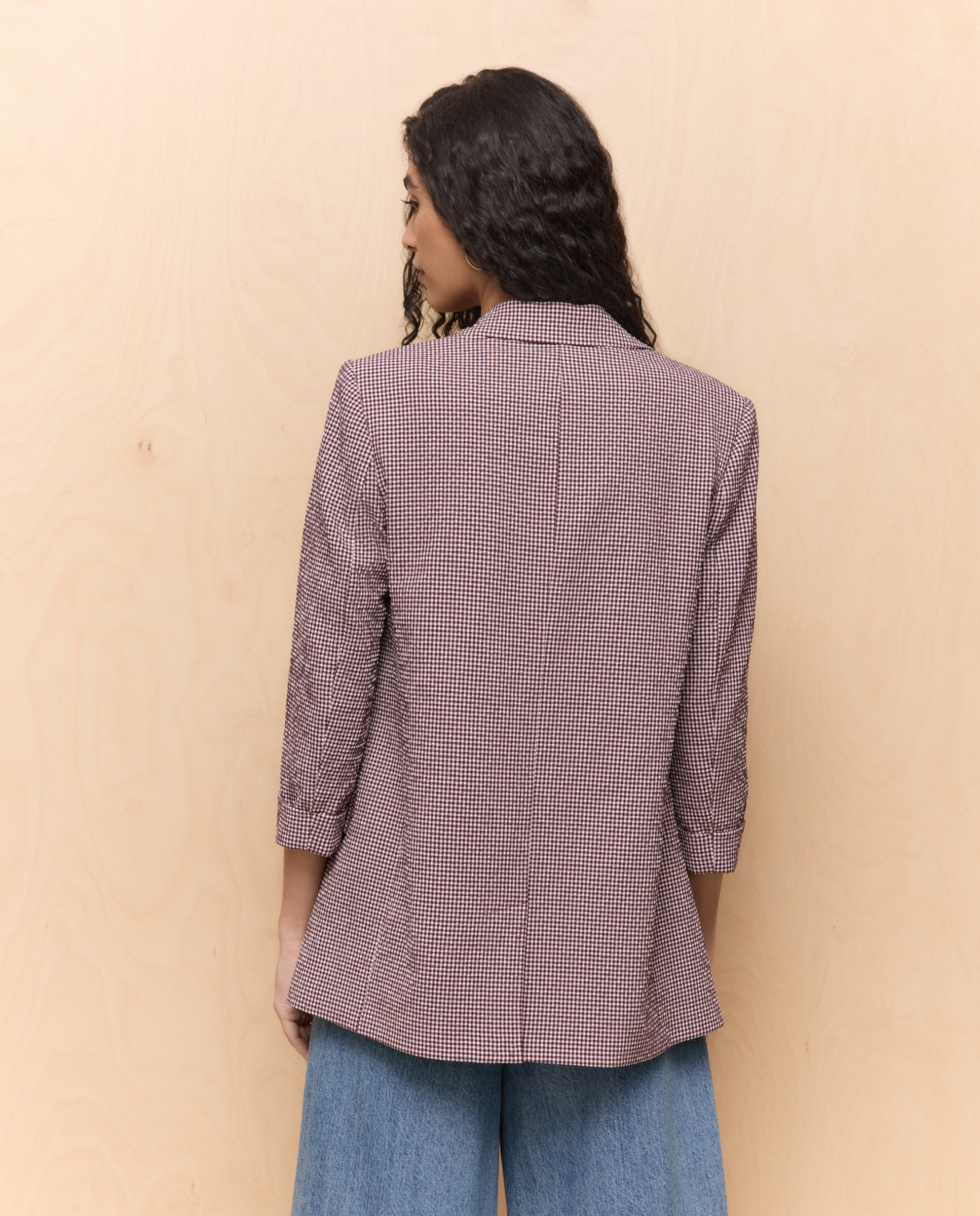 Blazer com Efeito Enrugado Bordeaux-3