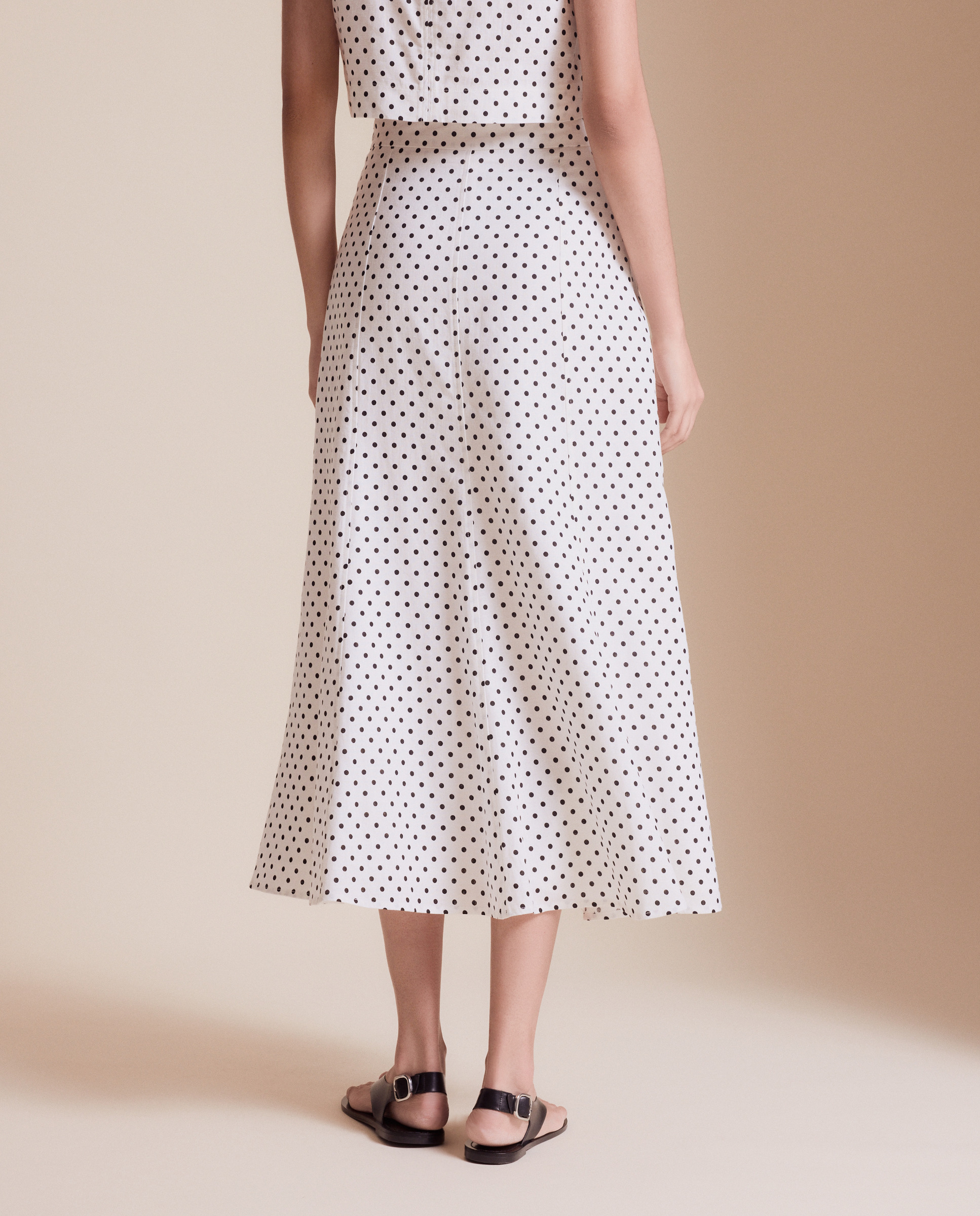 Saia midi com linho Branco-3