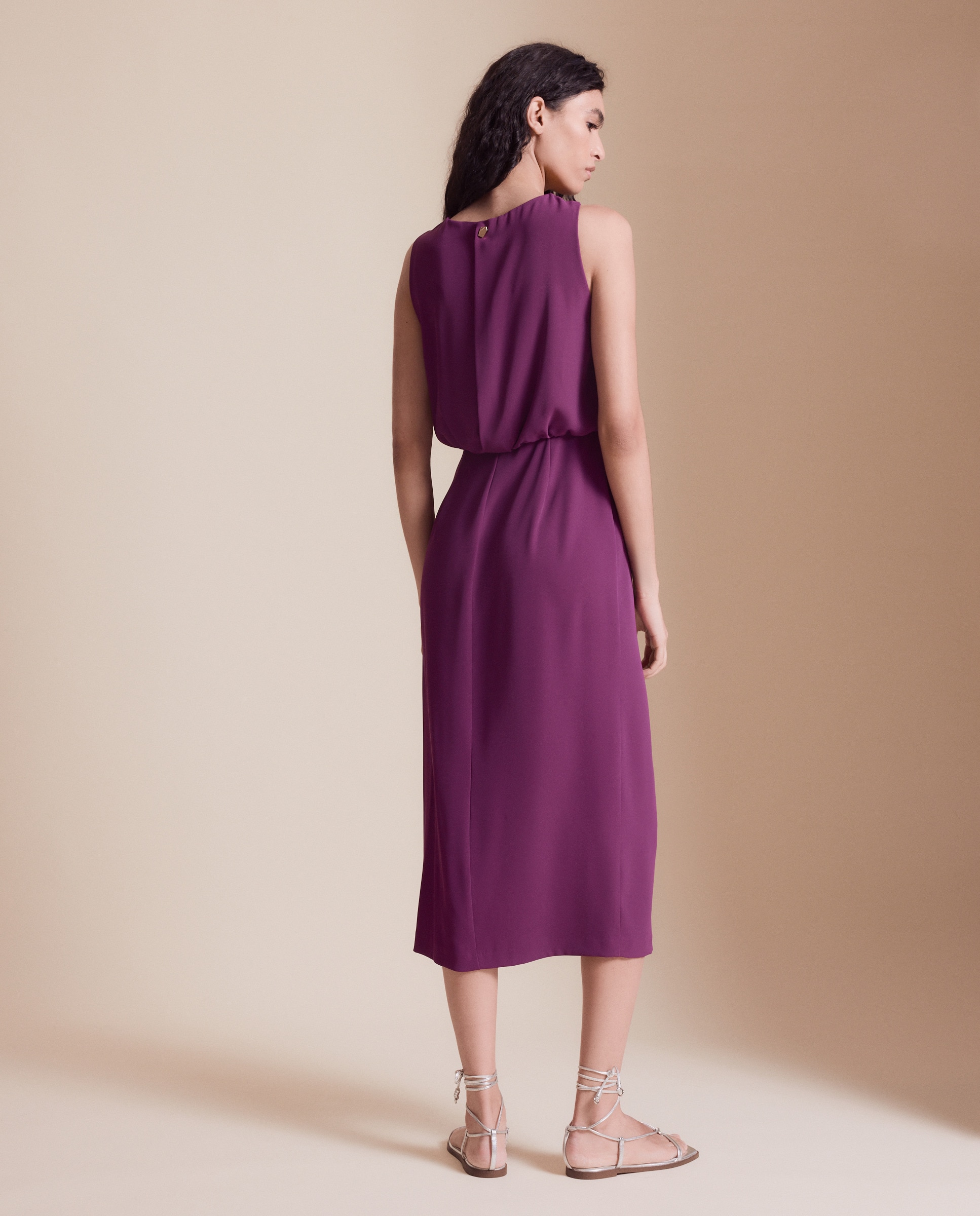 Vestido Midi com Franzidos na Cintura Buganvília-3
