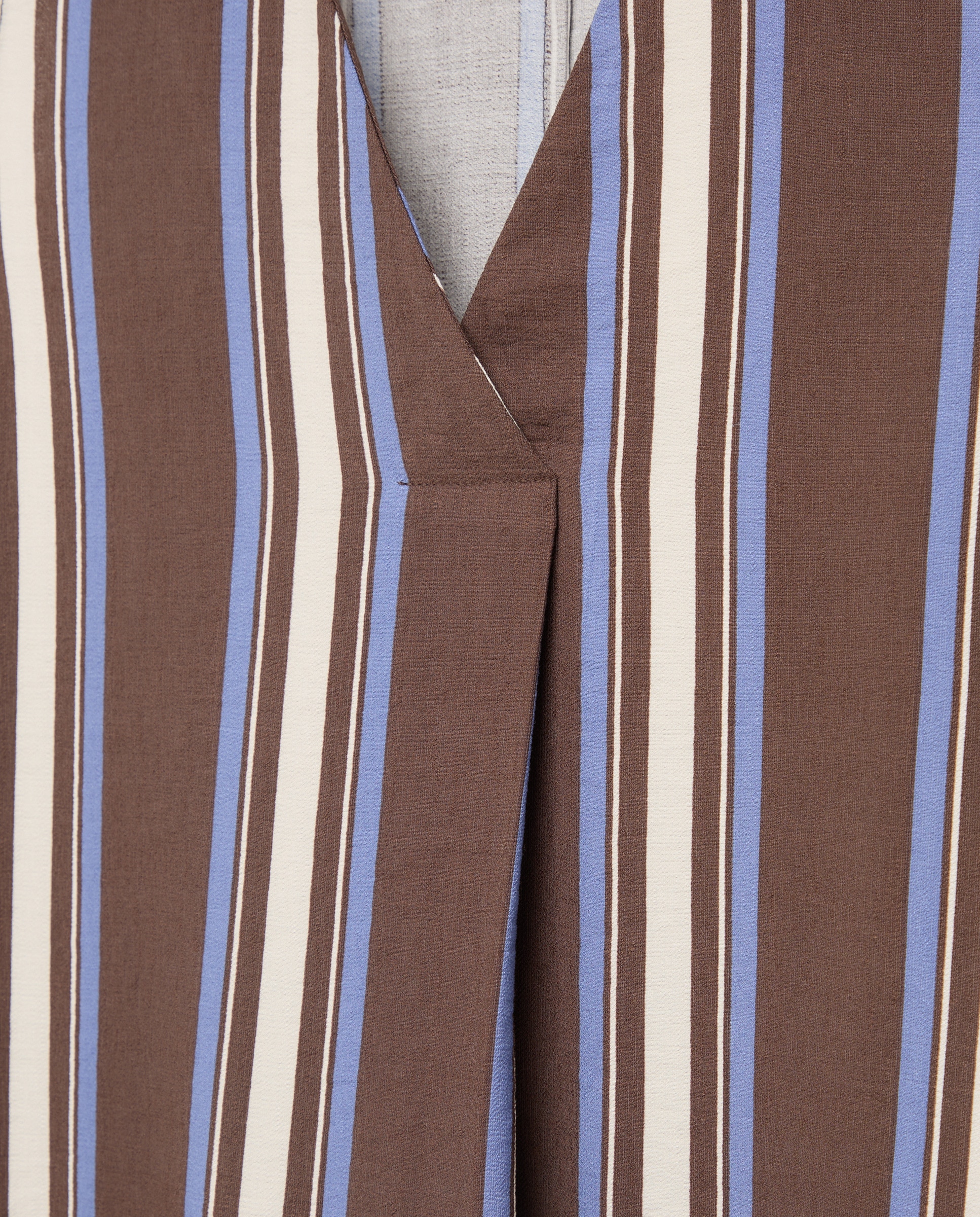 Vestido Comprido com Lavagem e às Riscas Castanho-6