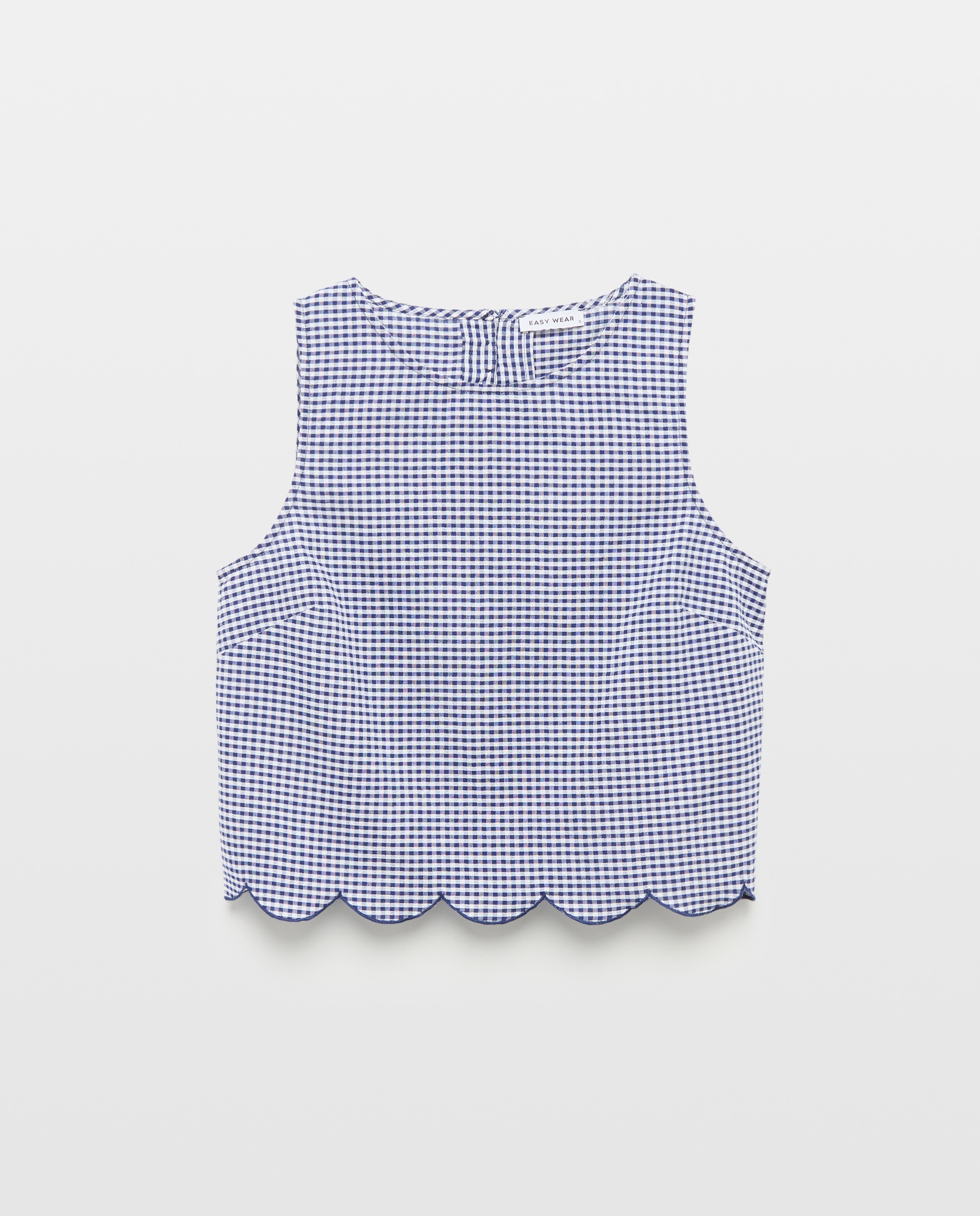 Top com Parte Inferior Bordada e Decote Redondo Azul-marinho-4