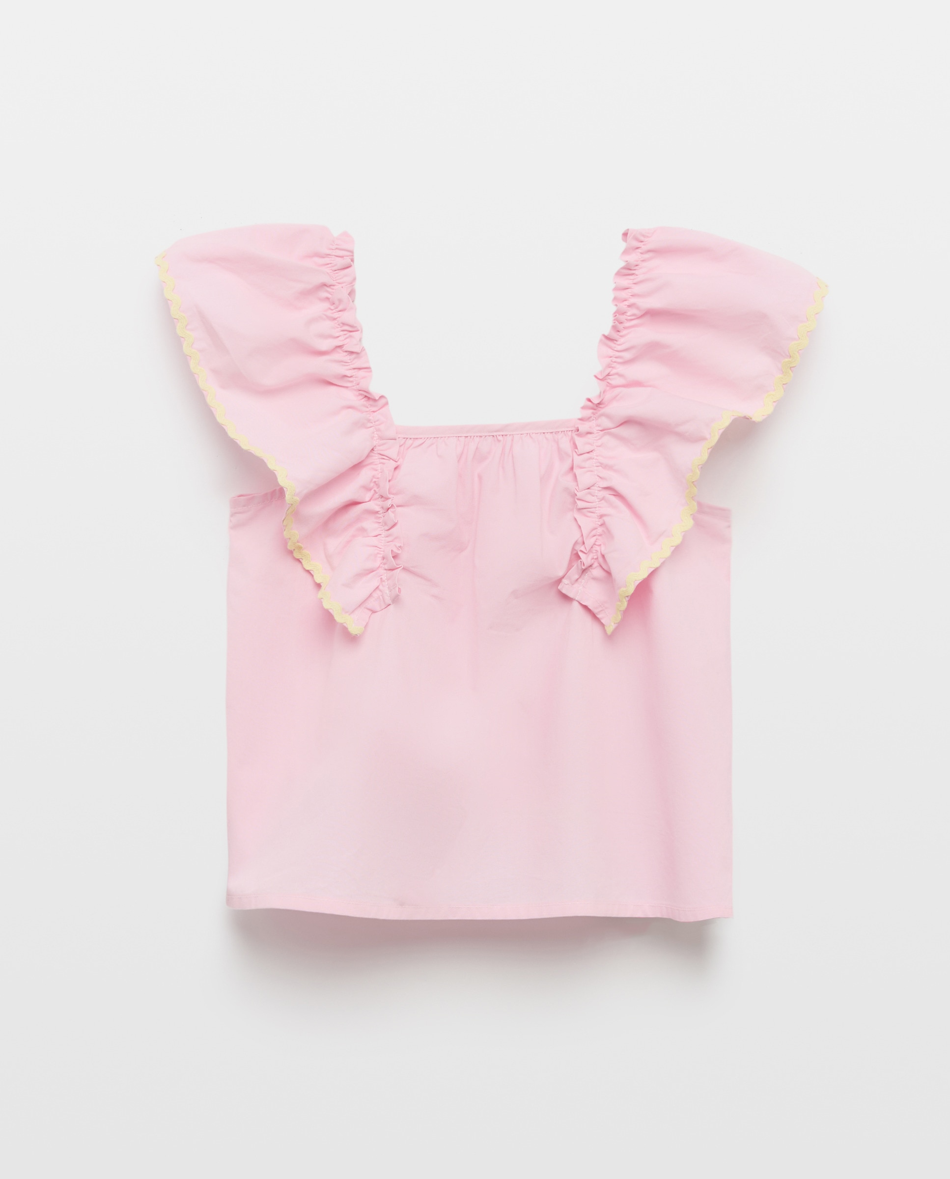 Blusa com Folho e Alças Largas 200 Rosa-4