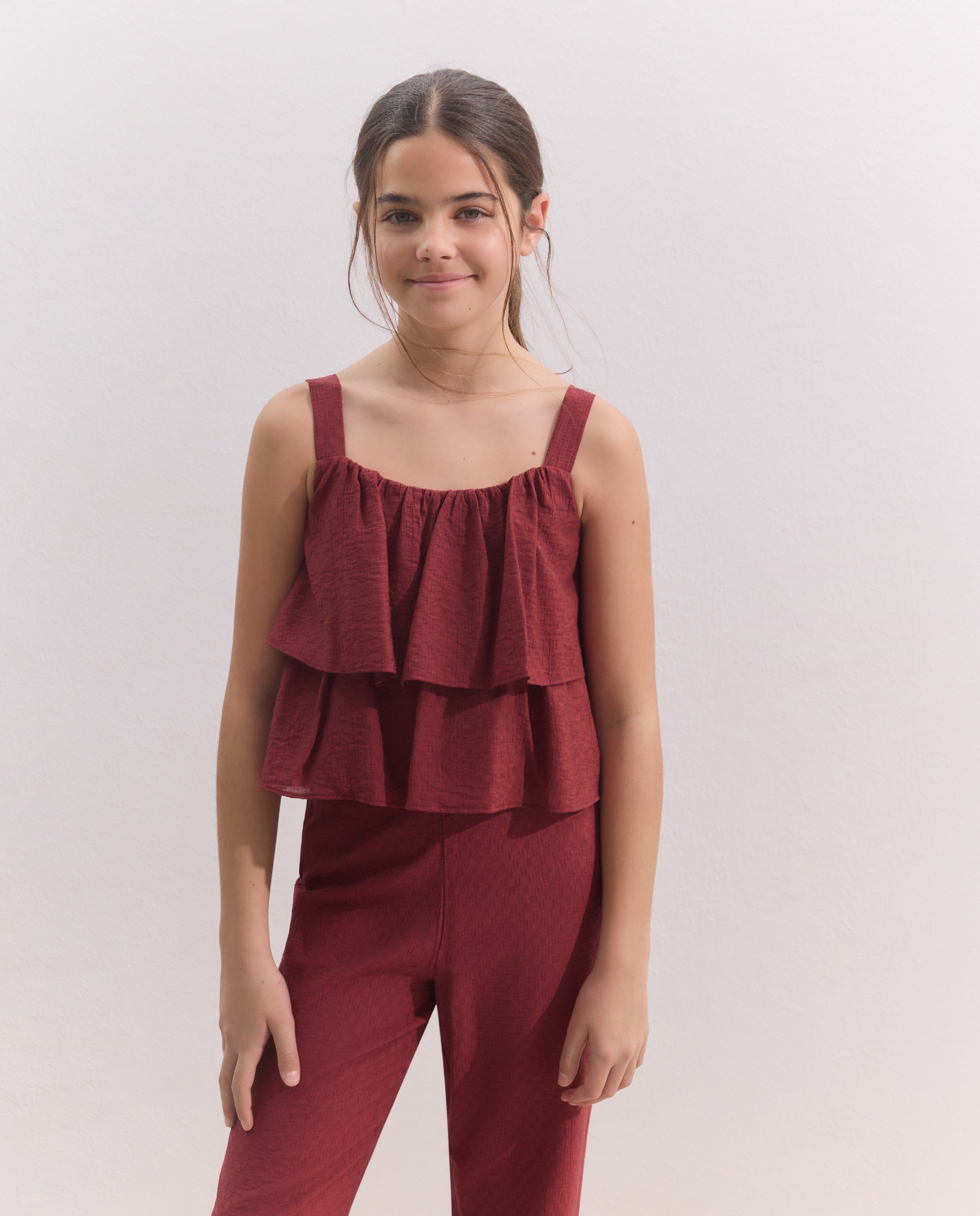 Top de Capas Fluído com Jacquard Coconut El Corte Inglés Bordeaux-1