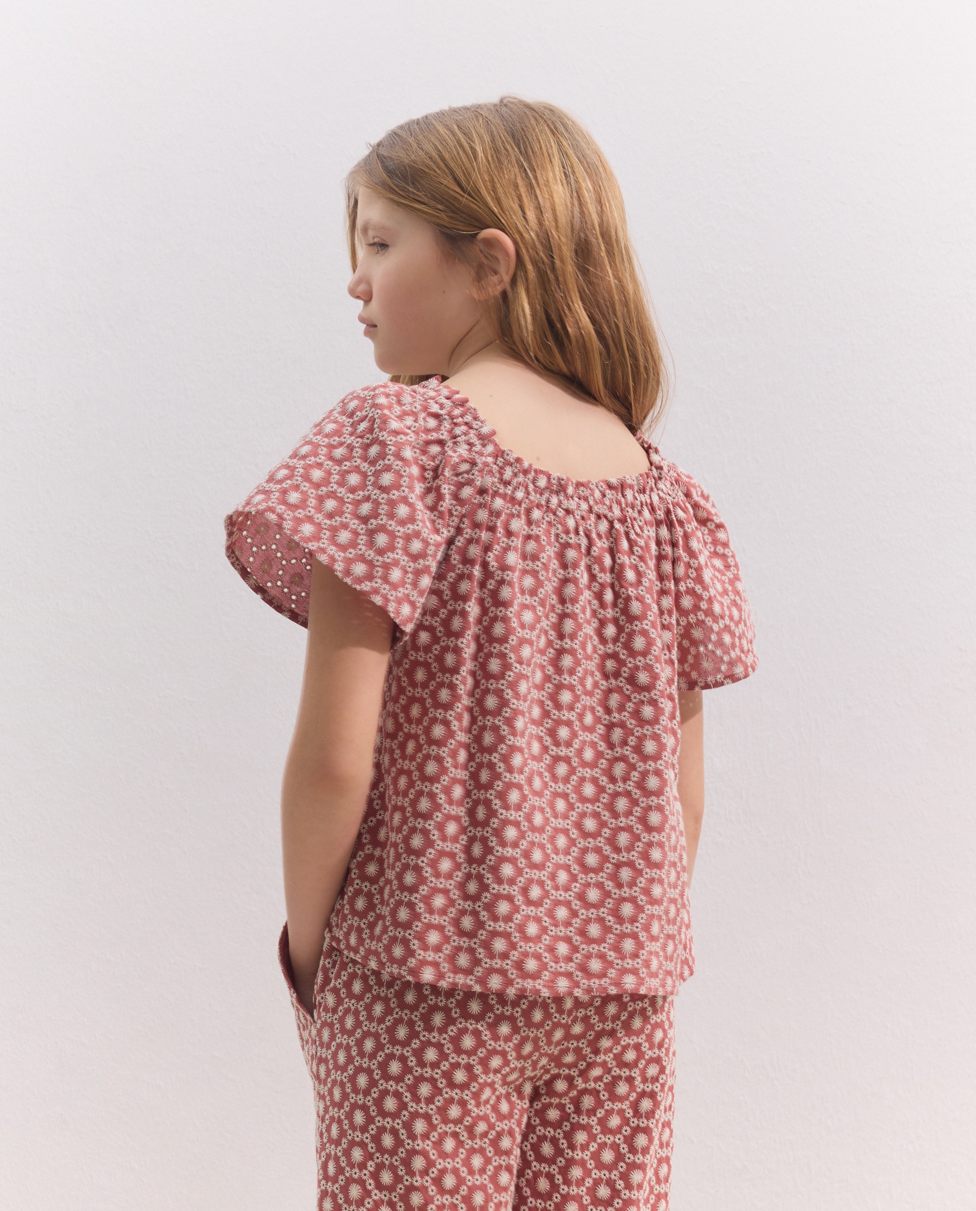 Blusa de Manga Curta com Ombro Bordado Coconut El Corte Inglés Vermelho-3