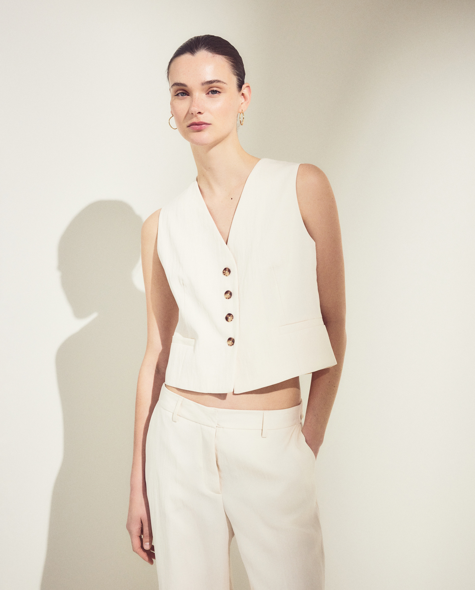 Colete Liso de Crinkle 120 Cru-1