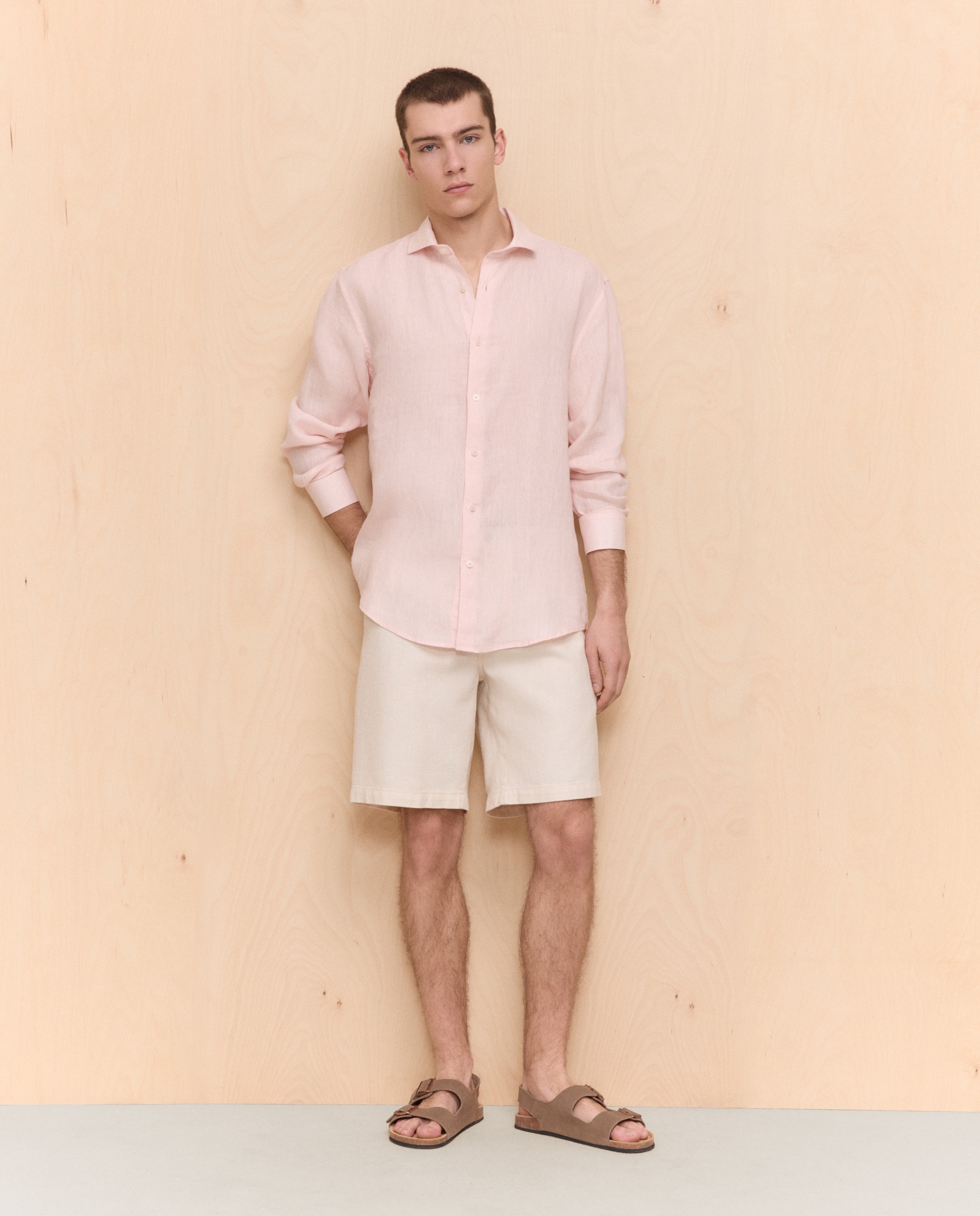 Imagem 0 de Bermudas de Algodão com Cordão de Aspeto Rústico