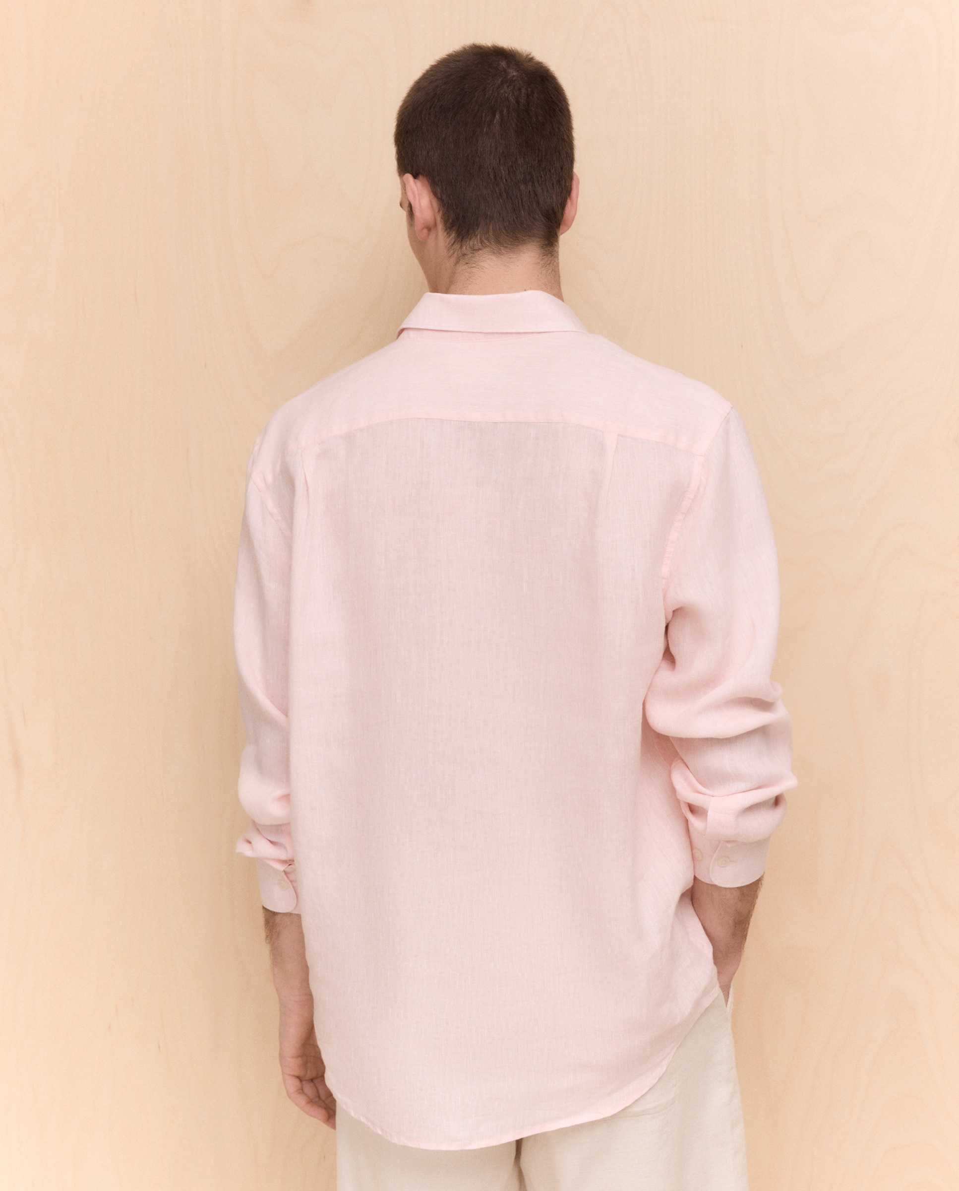 Camisa de Linho com Manga Comprida 260 Salmão-3