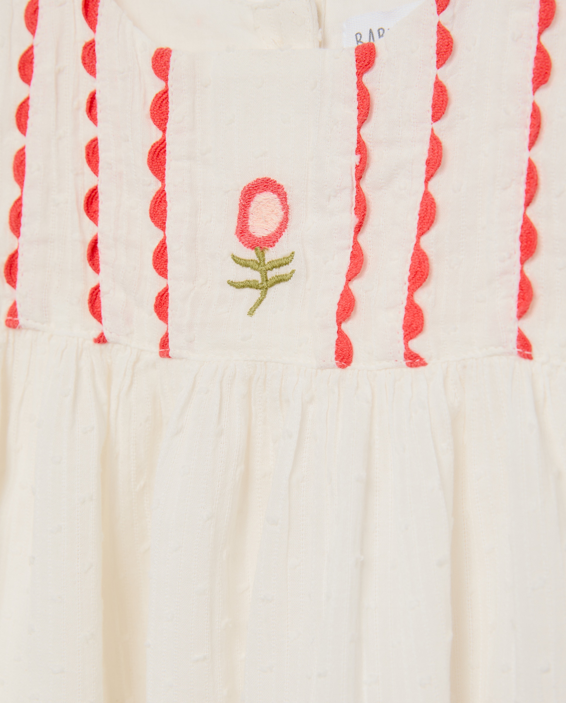 Vestido de Bebé com Manga Curta e Bolso e Sem Cueca 120 Cru-3