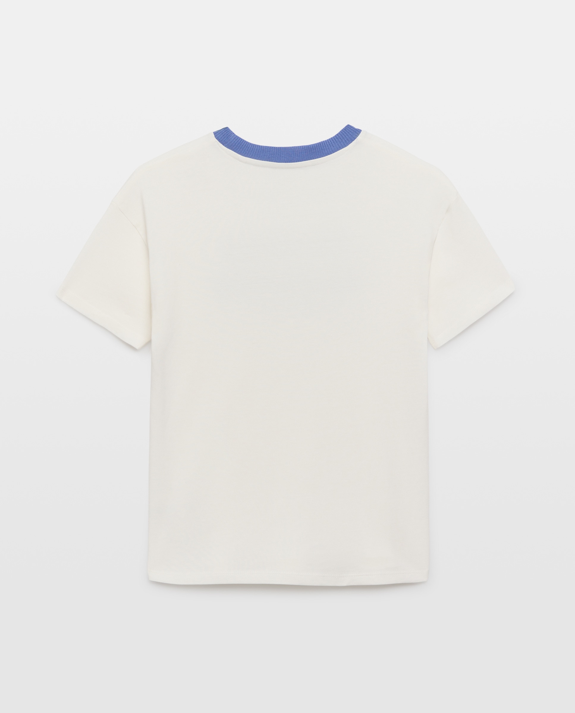 Camiseta de niño rayas bolsillo manga corta Blanco roto-2