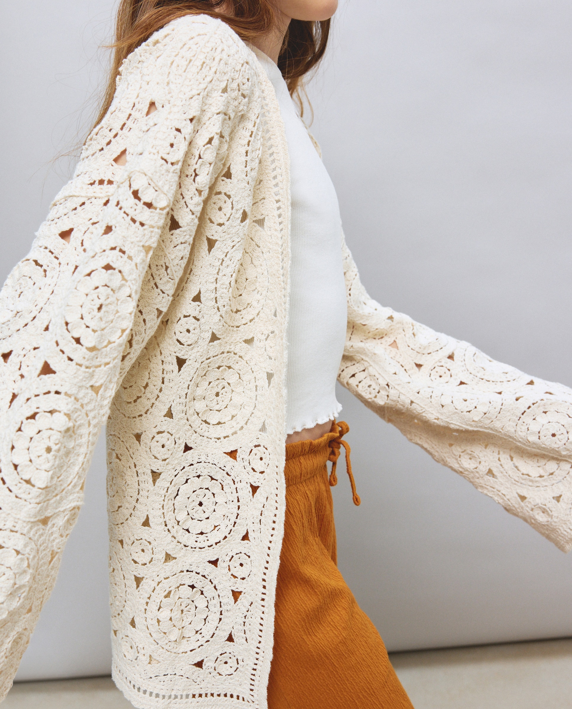 Casaco Tipo Kimono em Crochet Kids El Corte Inglés 120 Cru-2