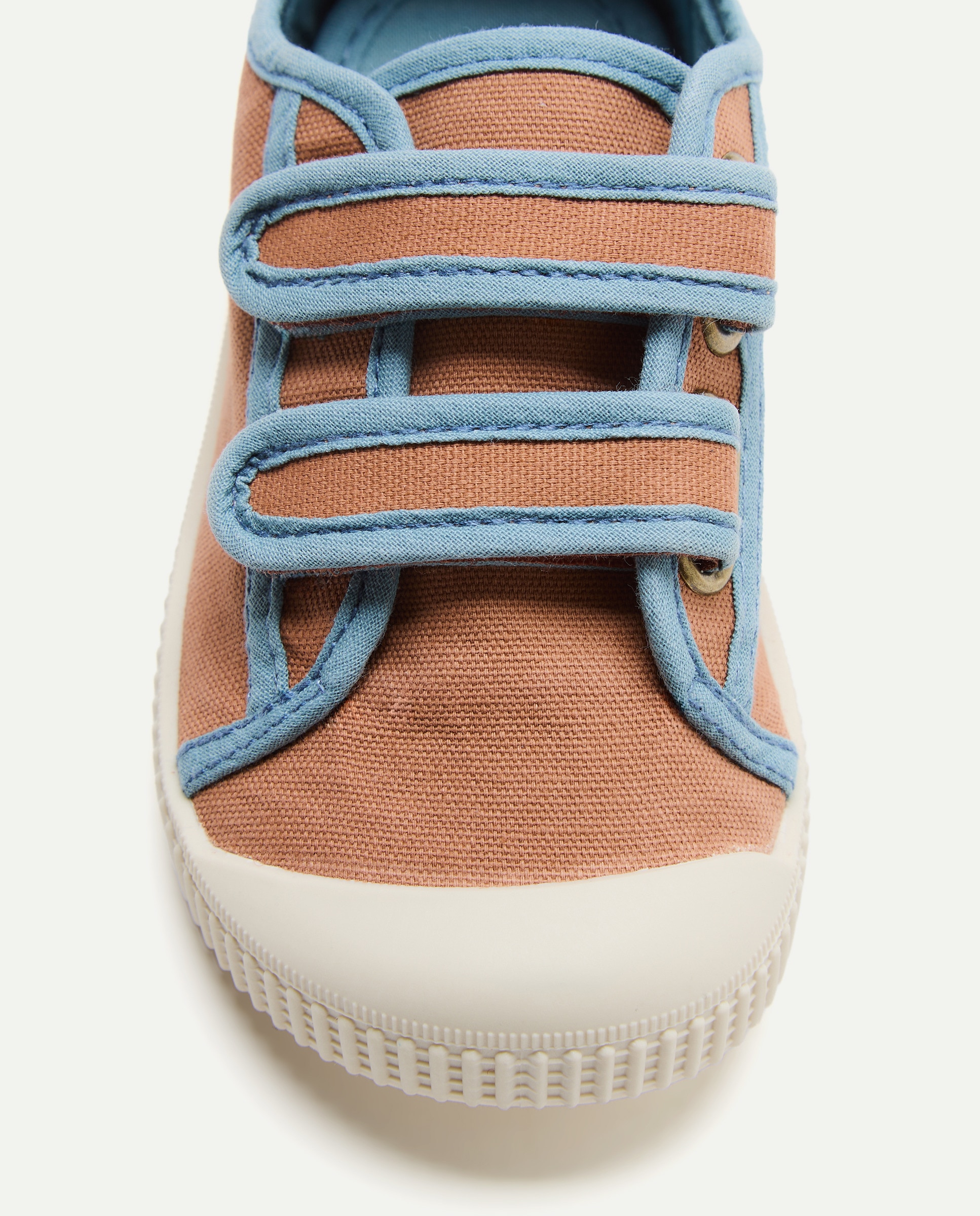 Lona bebés con contrastes, velcro y suela flexible Naranja quemado-5