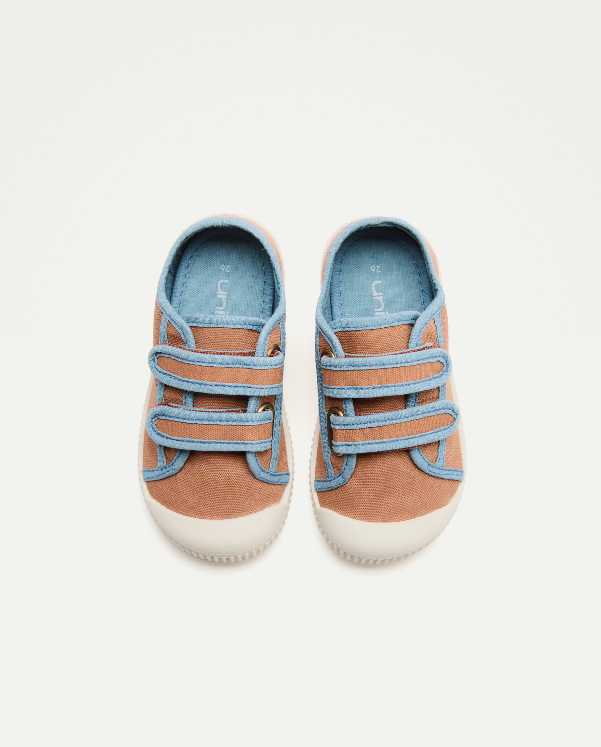 Lona bebés con contrastes, velcro y suela flexible Naranja quemado-4