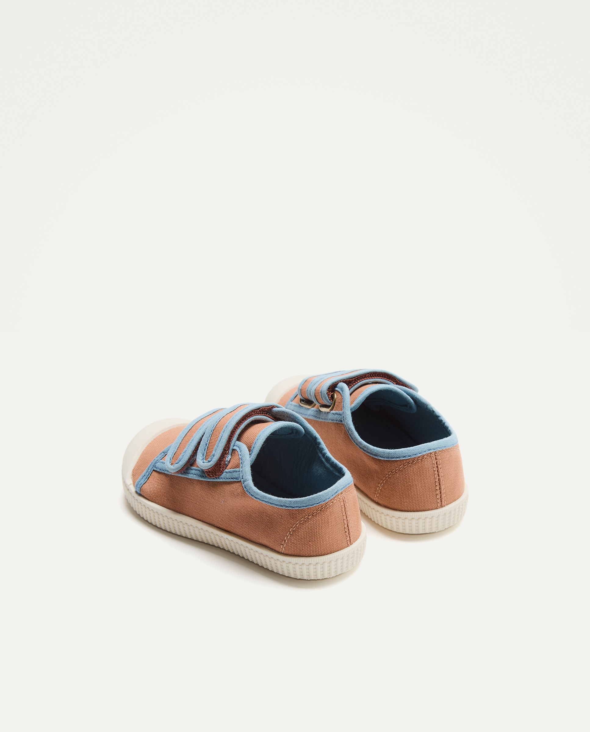 Lona bebés con contrastes, velcro y suela flexible Naranja quemado-3