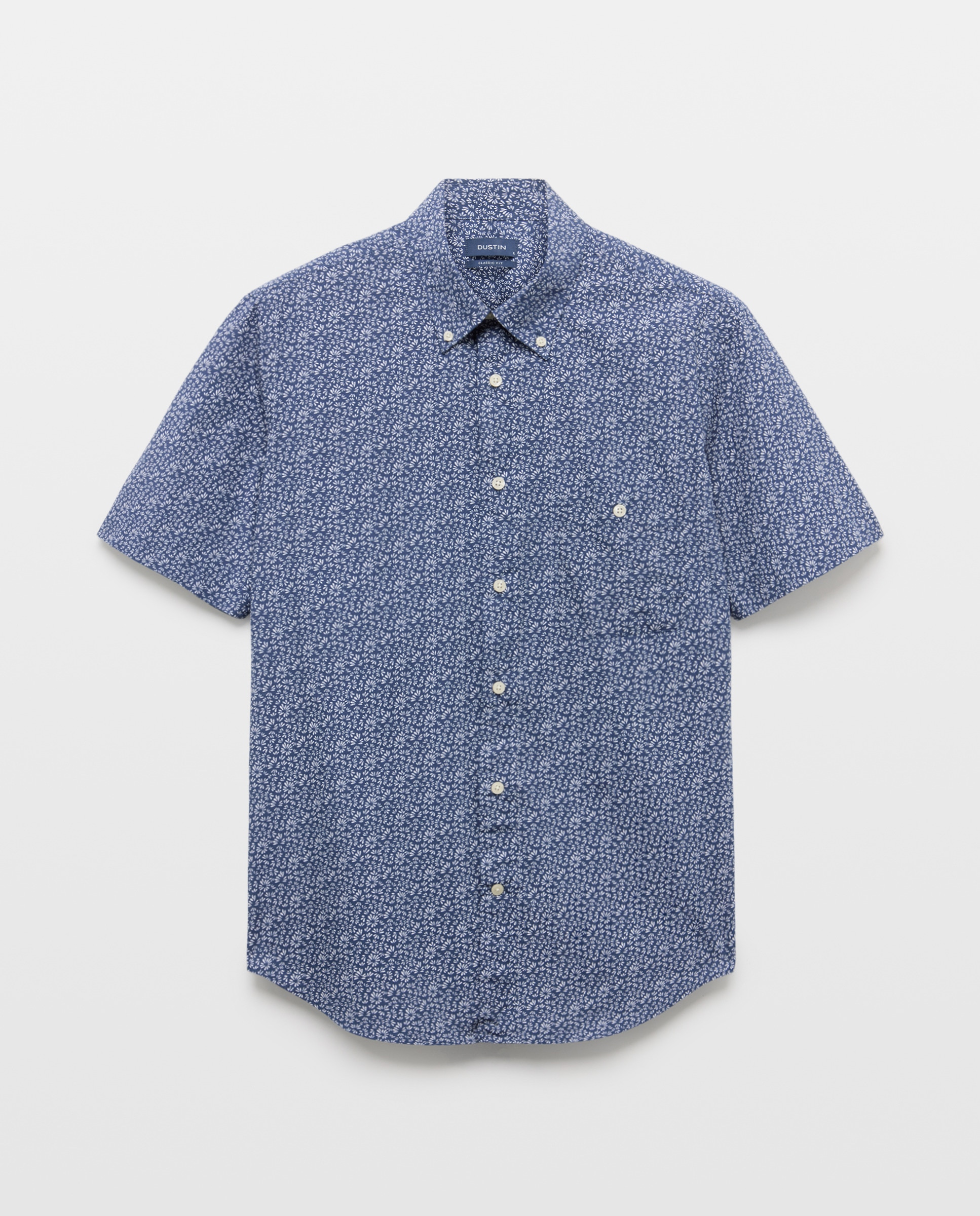 Camisa de Manga Curta com Estampado Floral Azul-marinho-4