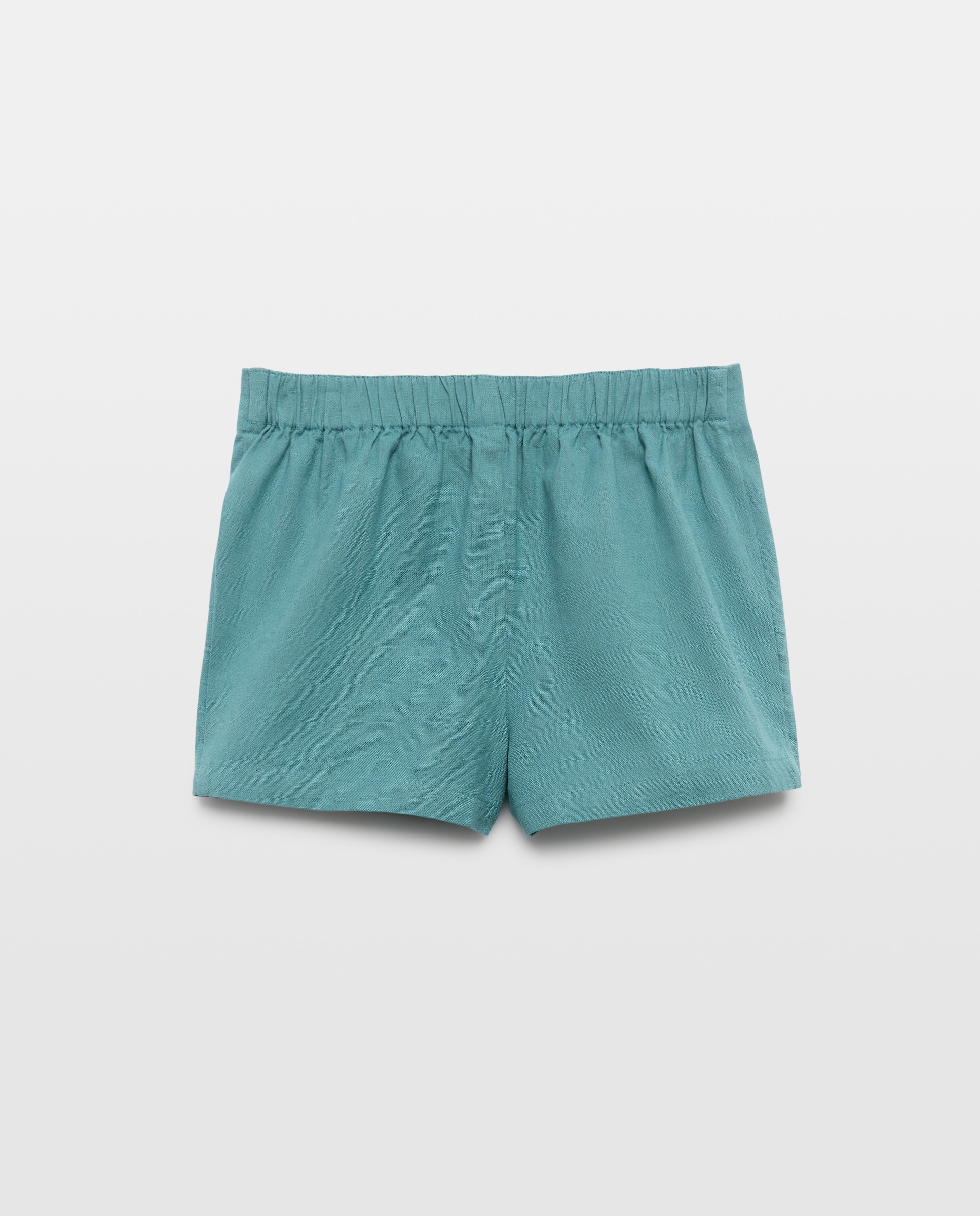 Short niña de lino con bolsillo Verde Pato-2