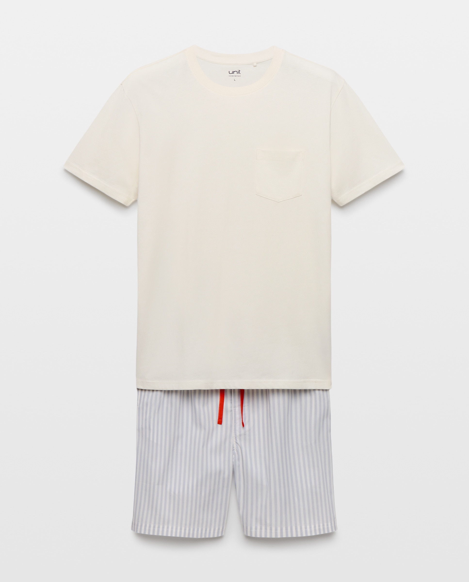 Pijama hombre algodón combinado corto 410 Azul claro-3