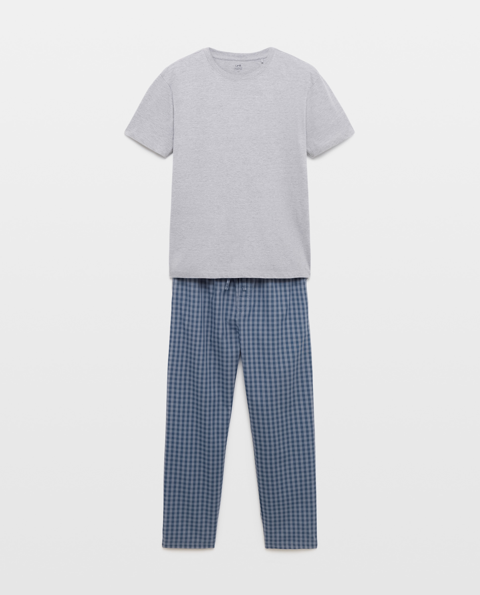 Pijama hombre combinado camiseta y  pantalón largo algodón Azul marino-3