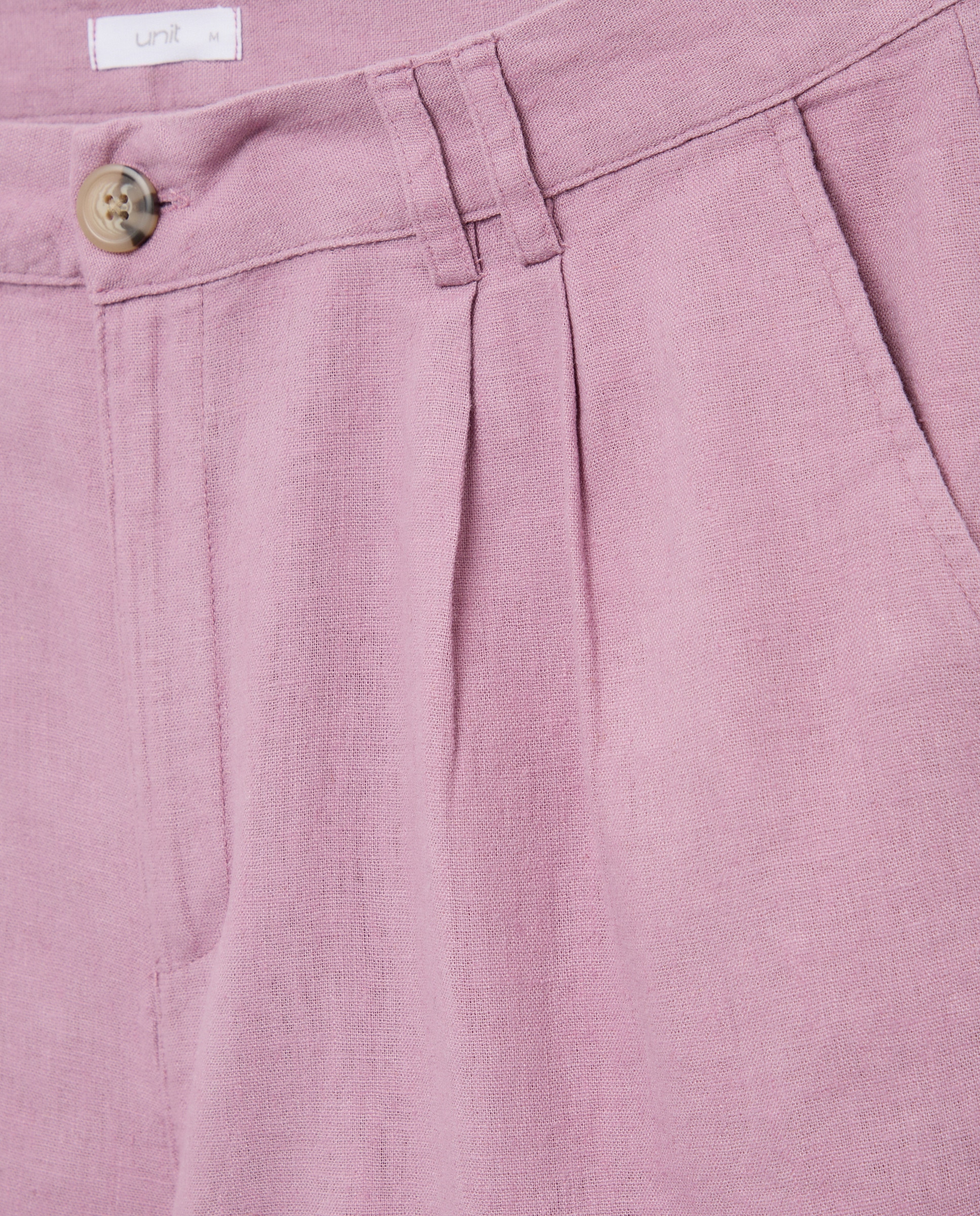 Bermuda de mujer pinzas con lino Morado-5