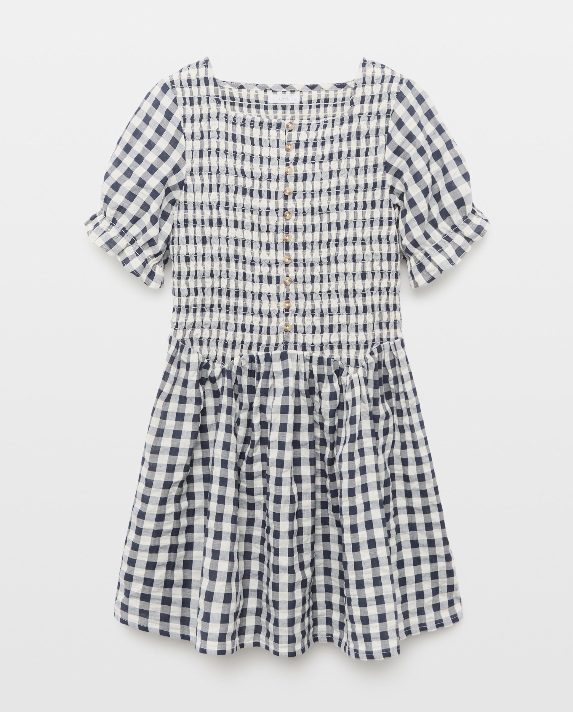 Vestido de mujer corto de cuadros vichy Negro-5