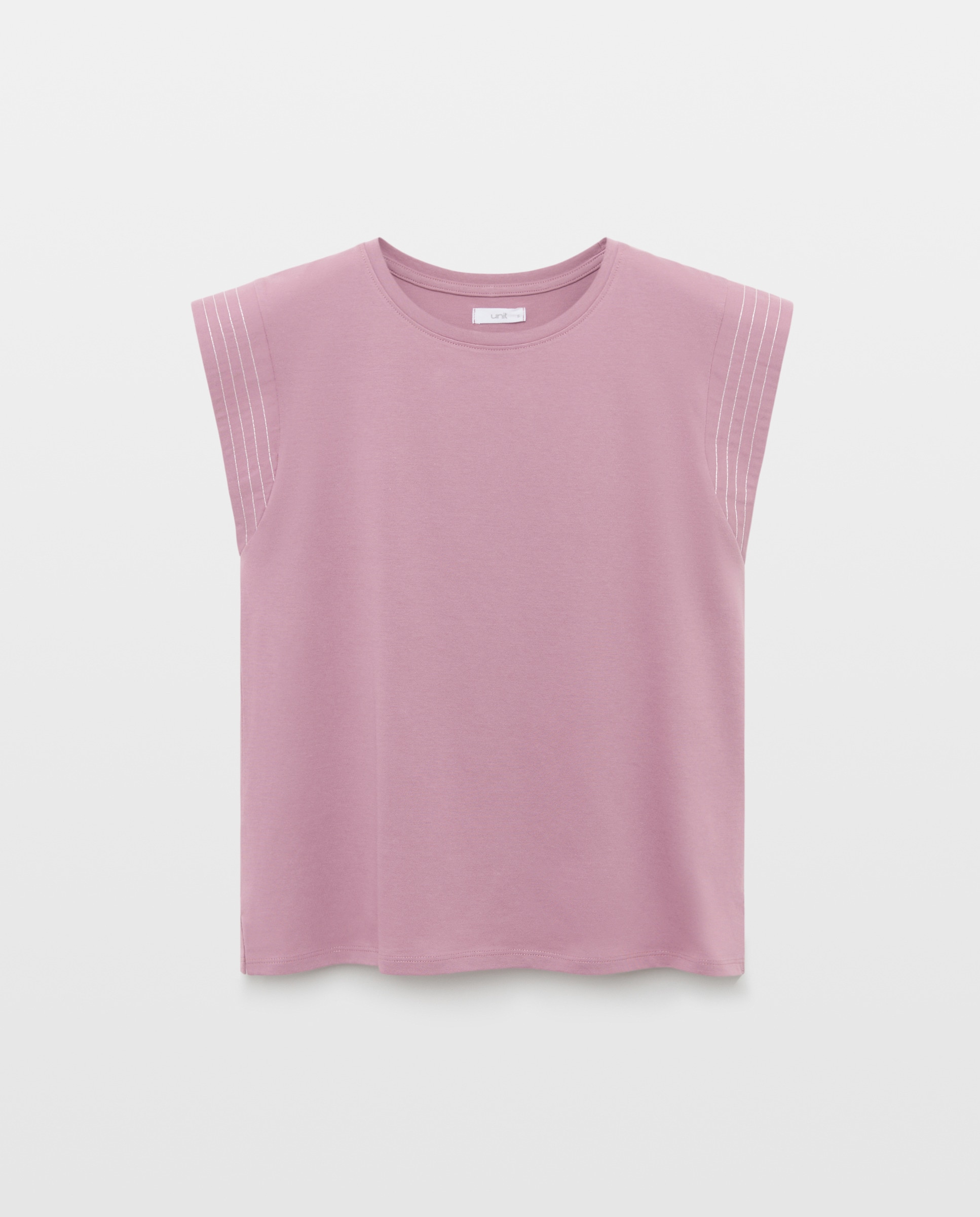 Camiseta de mujer cuello caja con solapa en hombro Morado-4