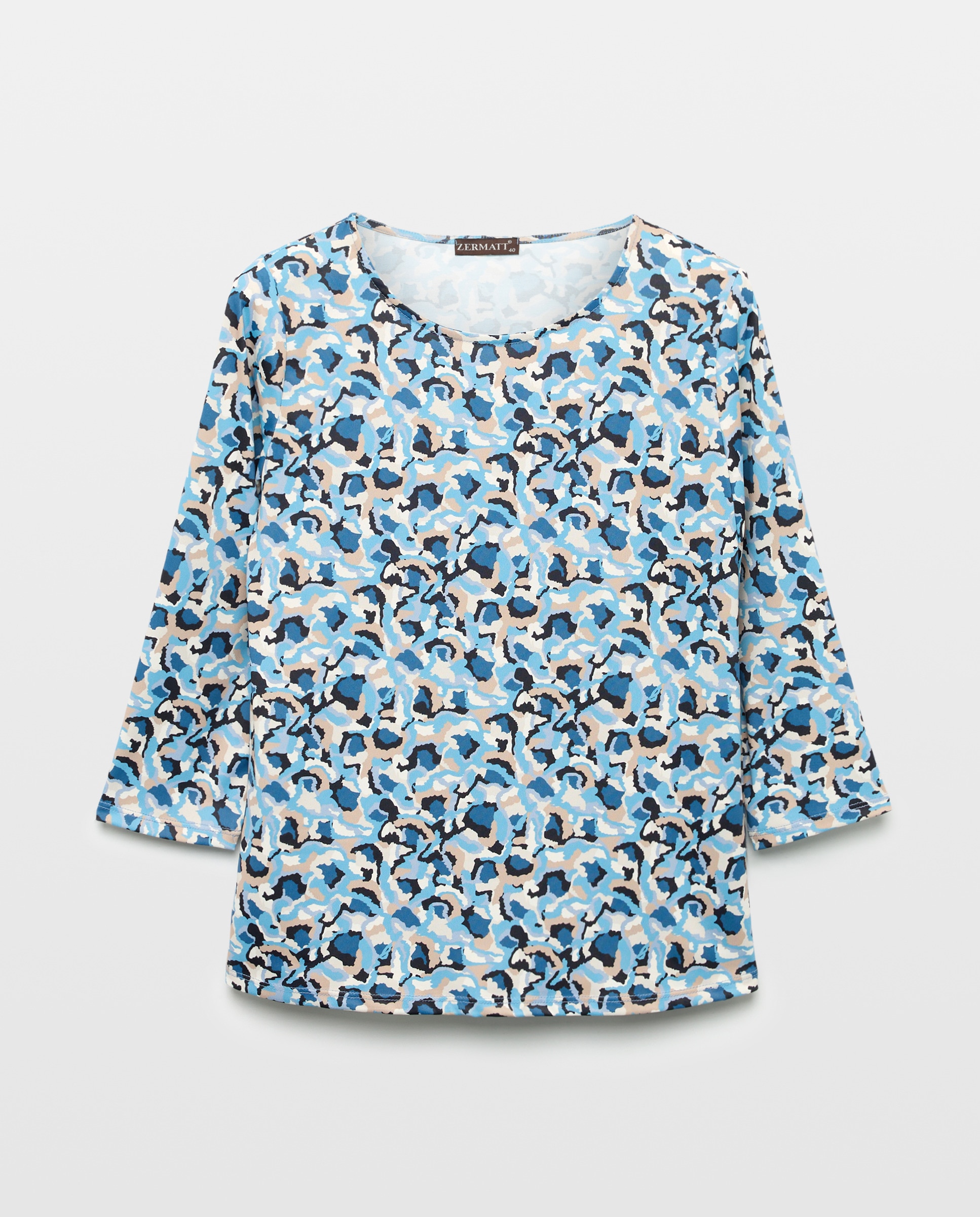T-shirt estampada com manga 3/4 Azul-4