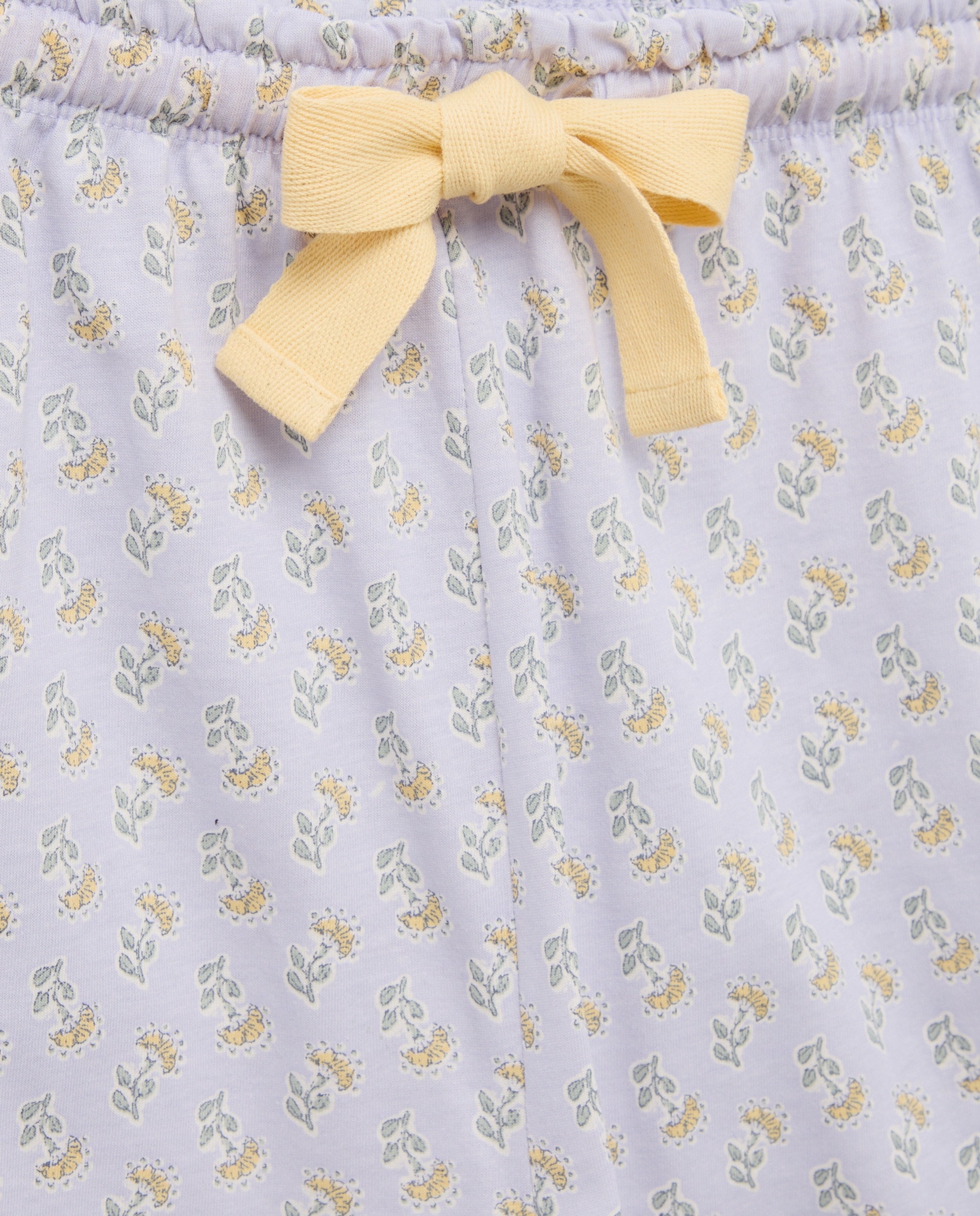 Pijama mujer corto algodón estampado 310 Amarillo claro-4