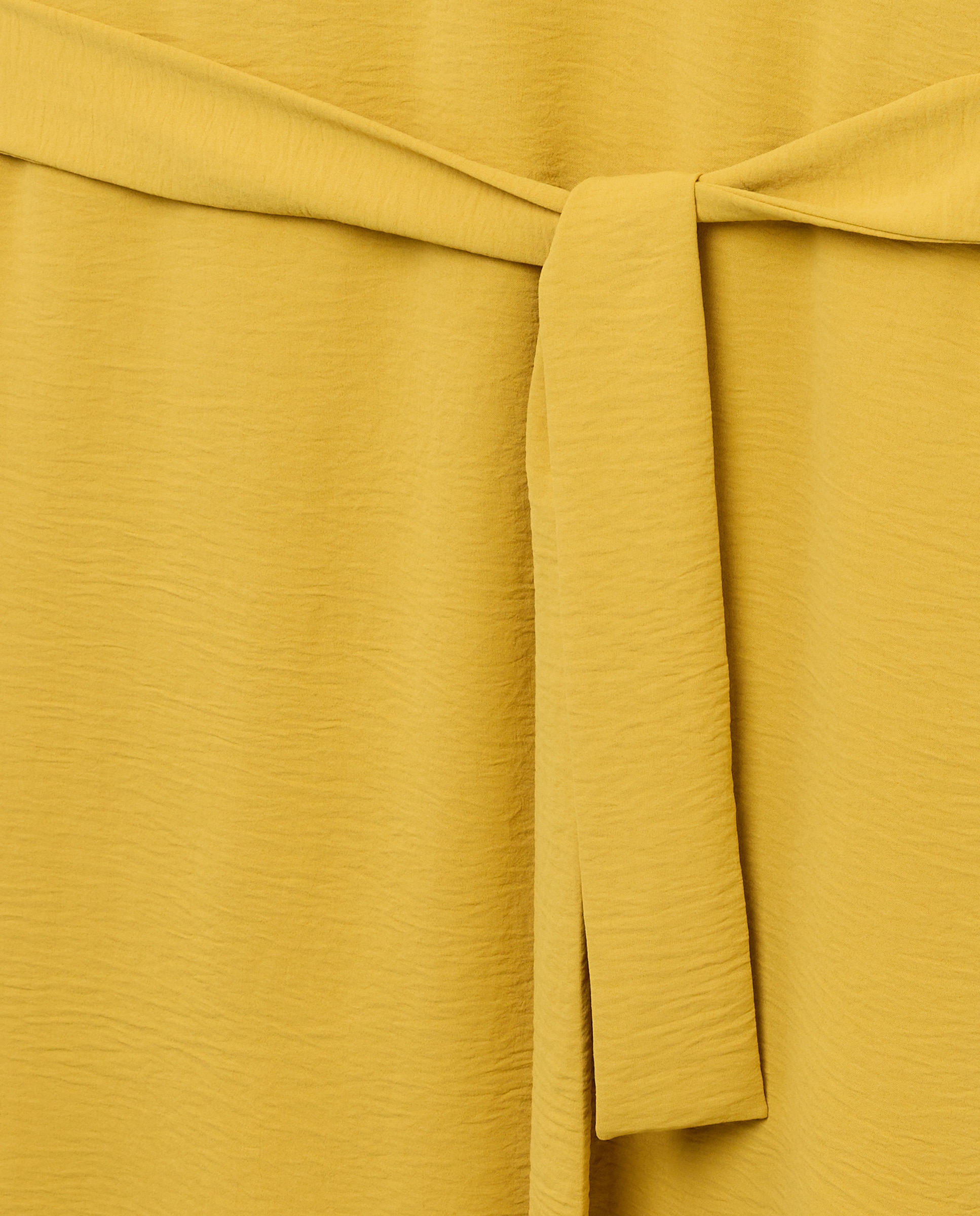 Vestido Midi Drapeado sem Mangas Mostarda-5