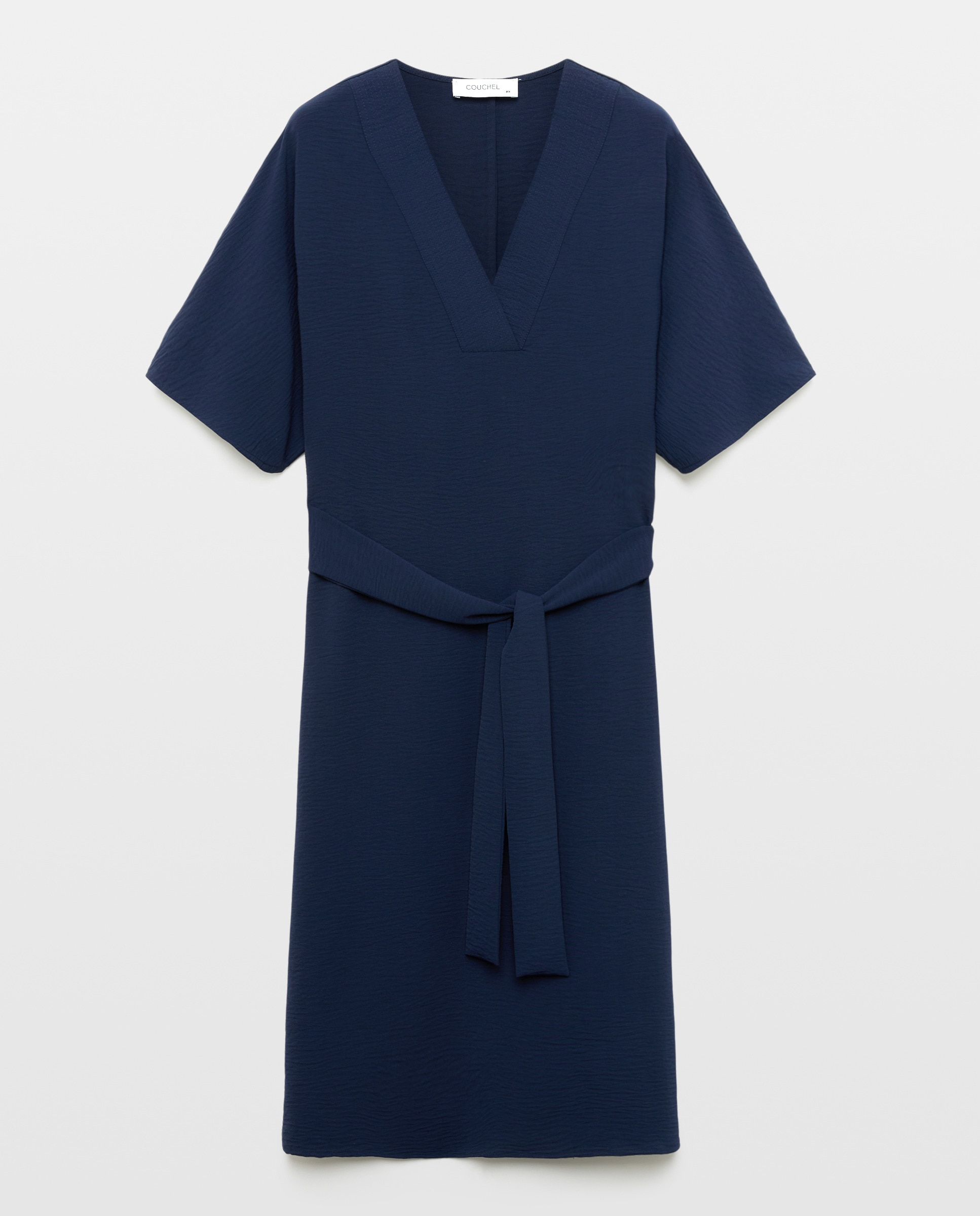 Vestido Midi Camiseiro com Manga Curta Azul-marinho-5