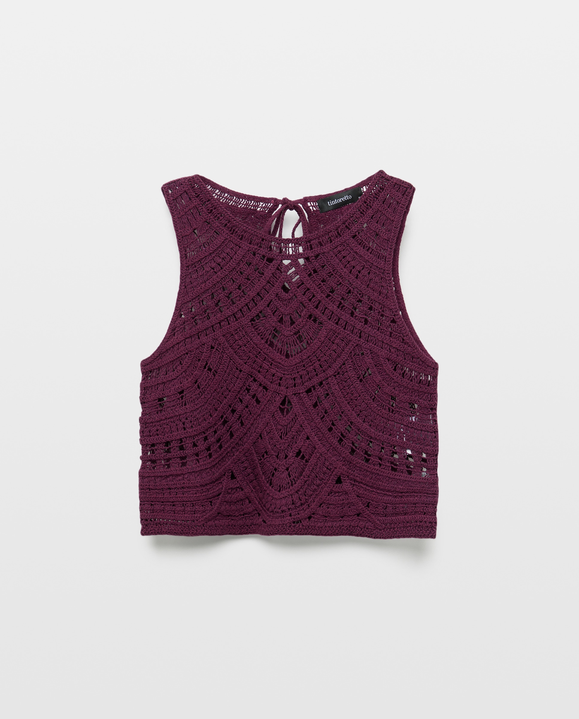 Top de Crochet sem Mangas Ameixa-4