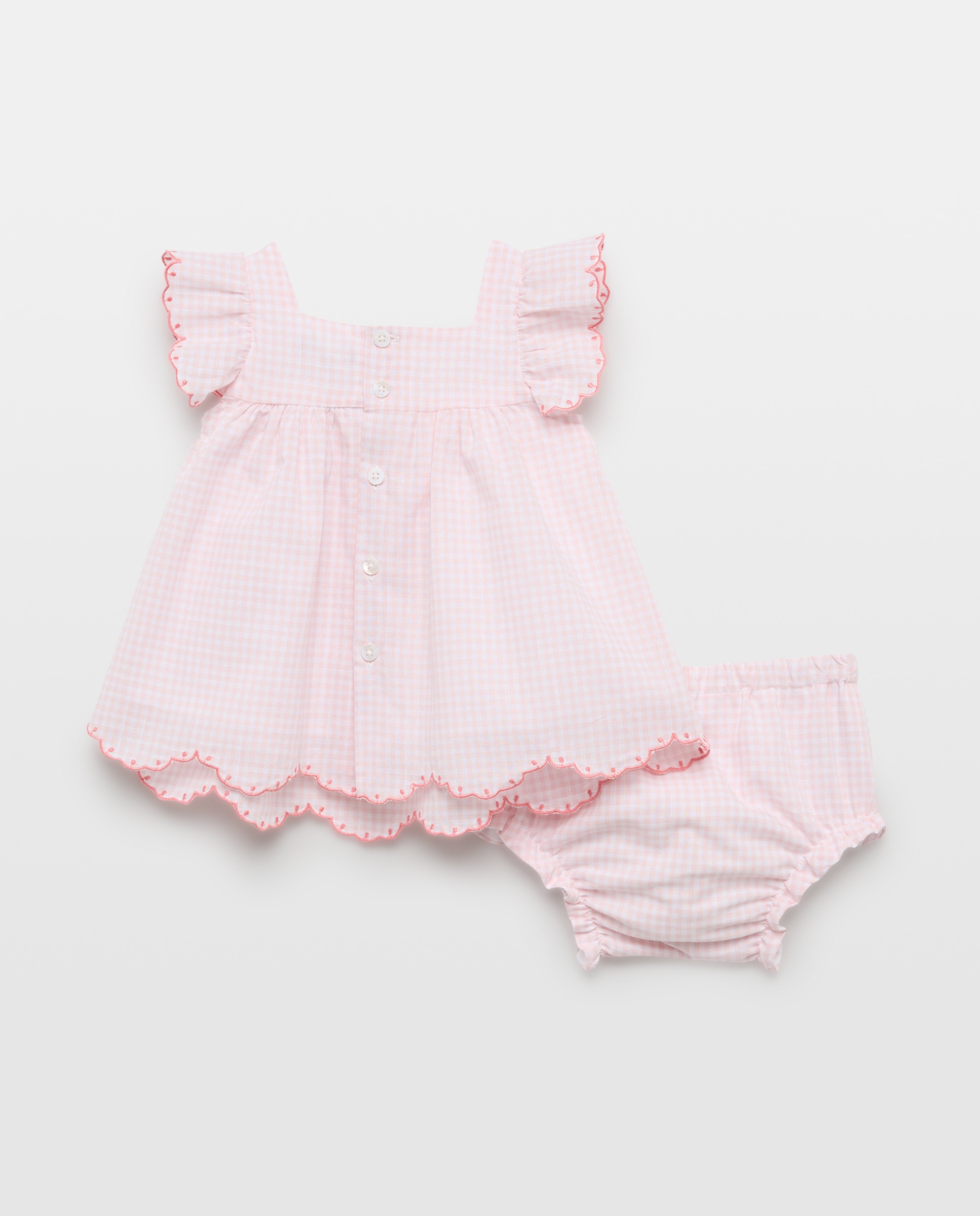 Vestido Vichy de Bebé sem Mangas Coconut El Corte Inglés Rosa-2