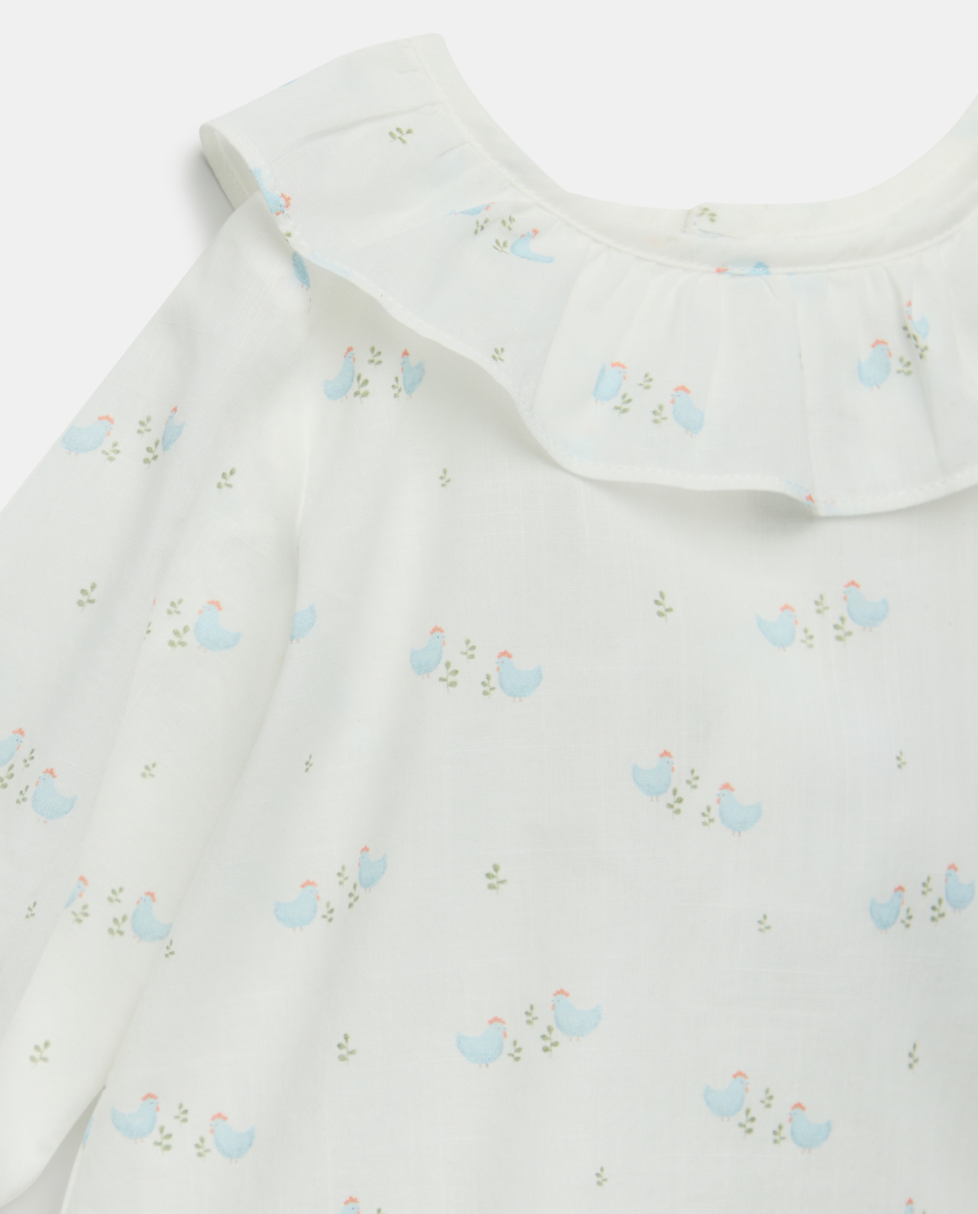 Camisola de Manga Comprida de Bebé com Gola e Estampado de Fantasia Azul-3
