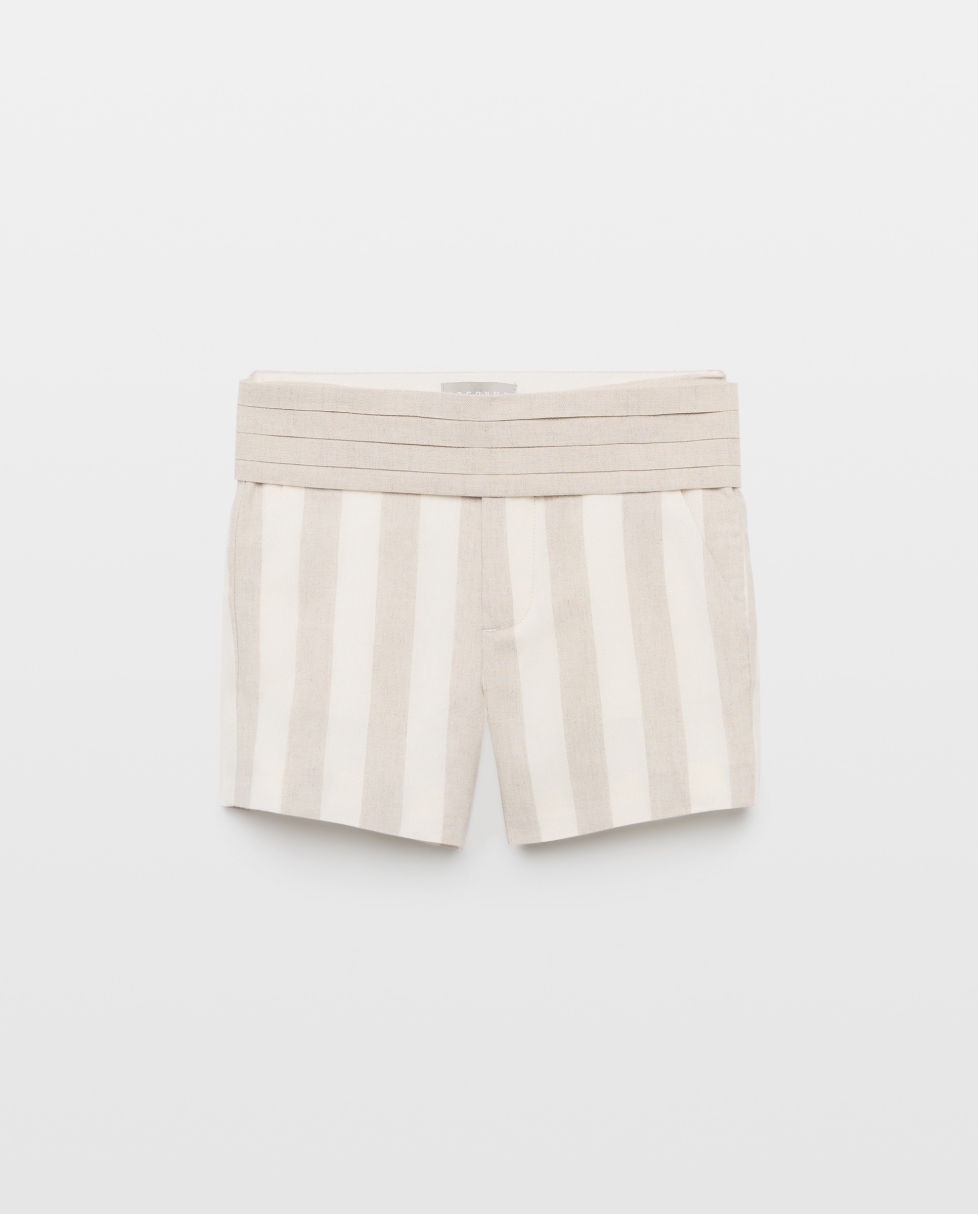 Bermudas de Linho com Faixa e Riscas Torrado / Cru-4