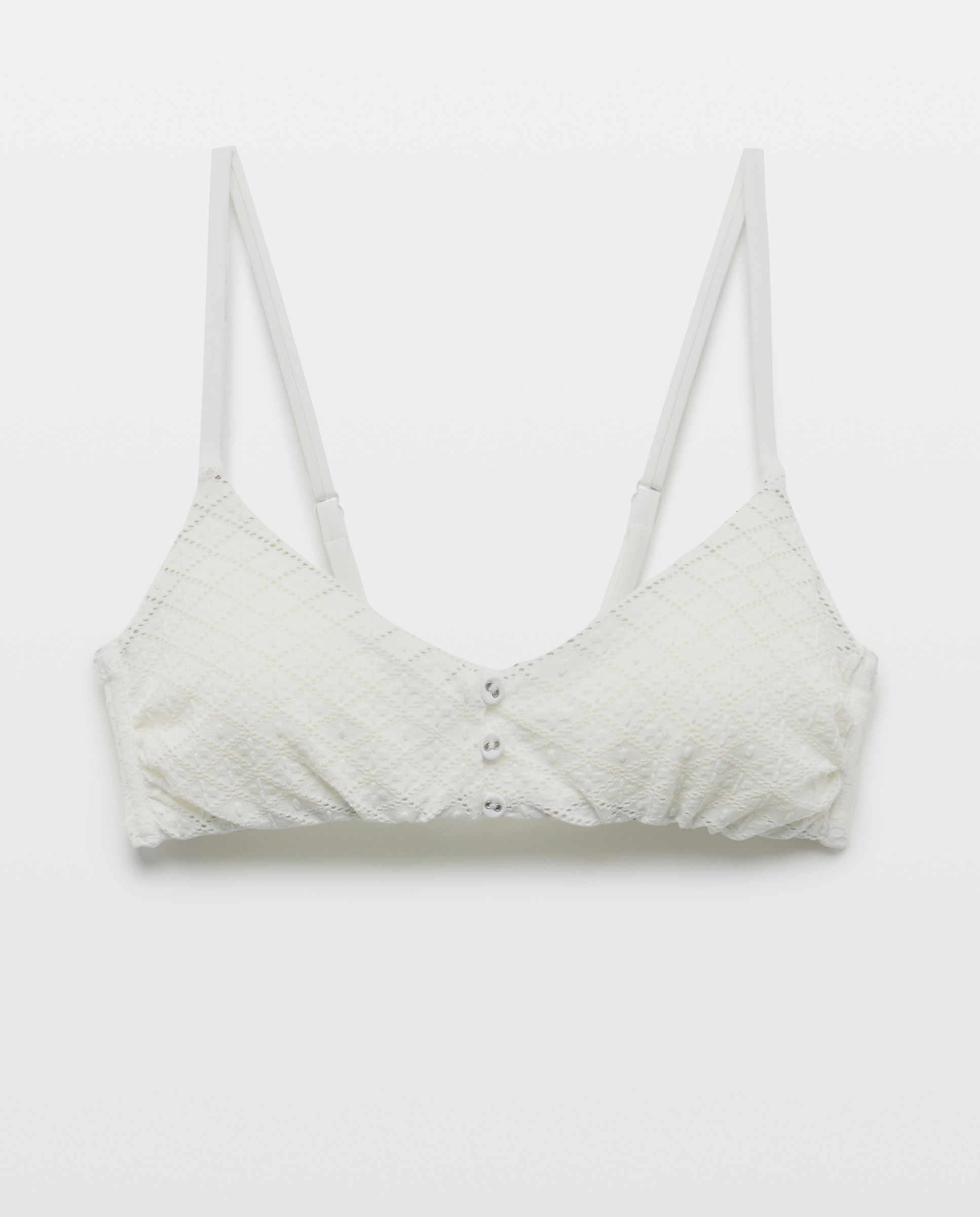 Top de Biquíni com Bordado e Detalhe de Botões Branco-marfim-4